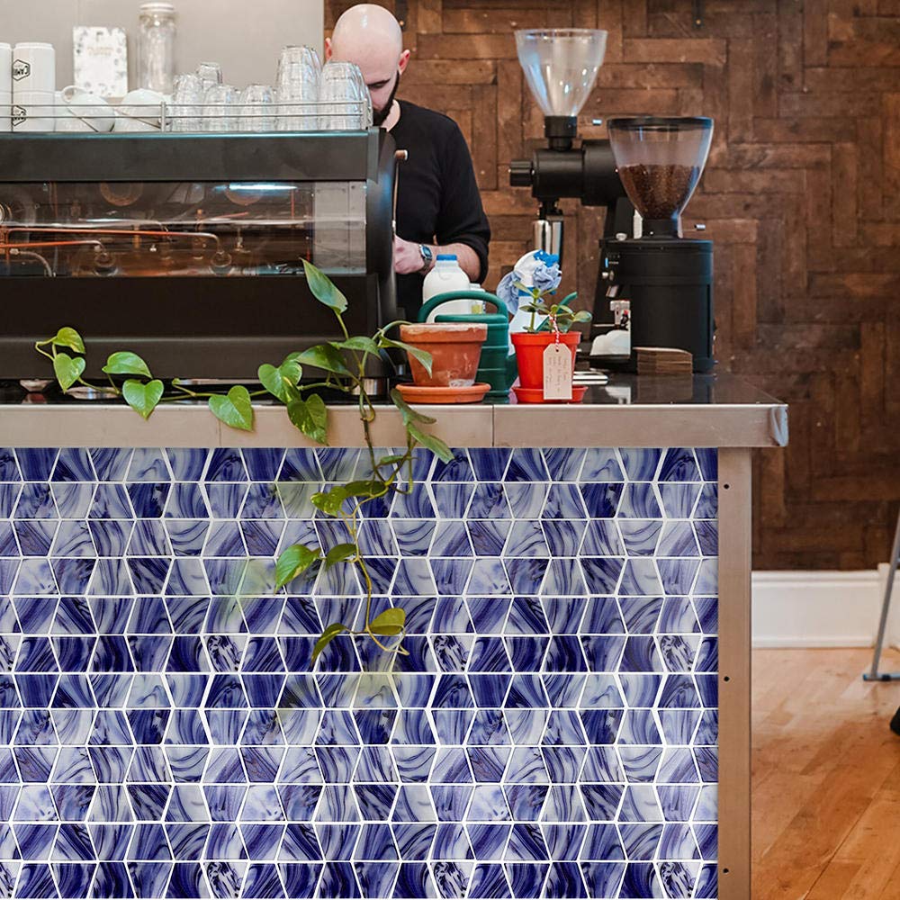 Wall Tile Stickers Tile Stickers Royal Blue Marble Stick on Tiles PVC Self  Adhesive Wall Tiles Heat Resistant Peel and Stick Floor Tiles Kitchen Tile  Stickers Bathroom Self Adhesive Tiles f :