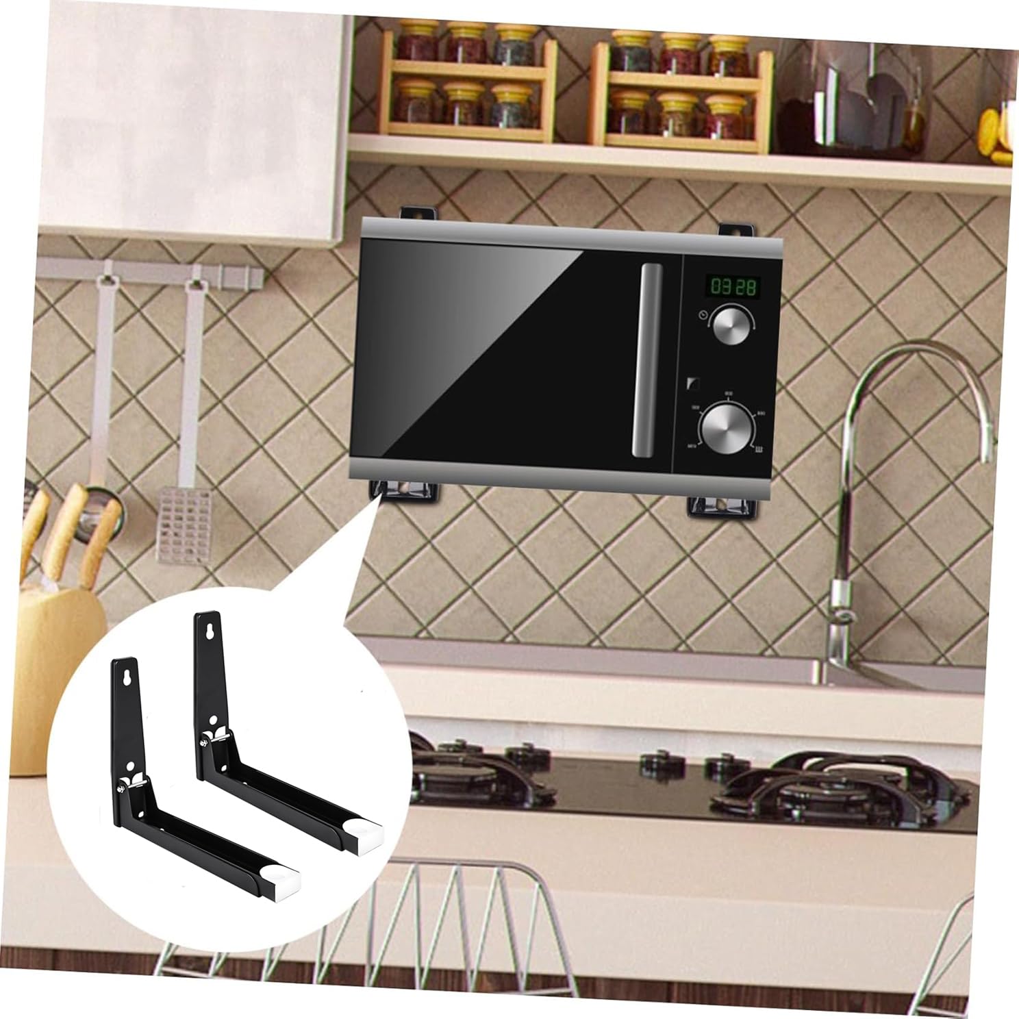 YFSS Pieghevole Supporto Per Forno A Microonde,Montaggio A Parete