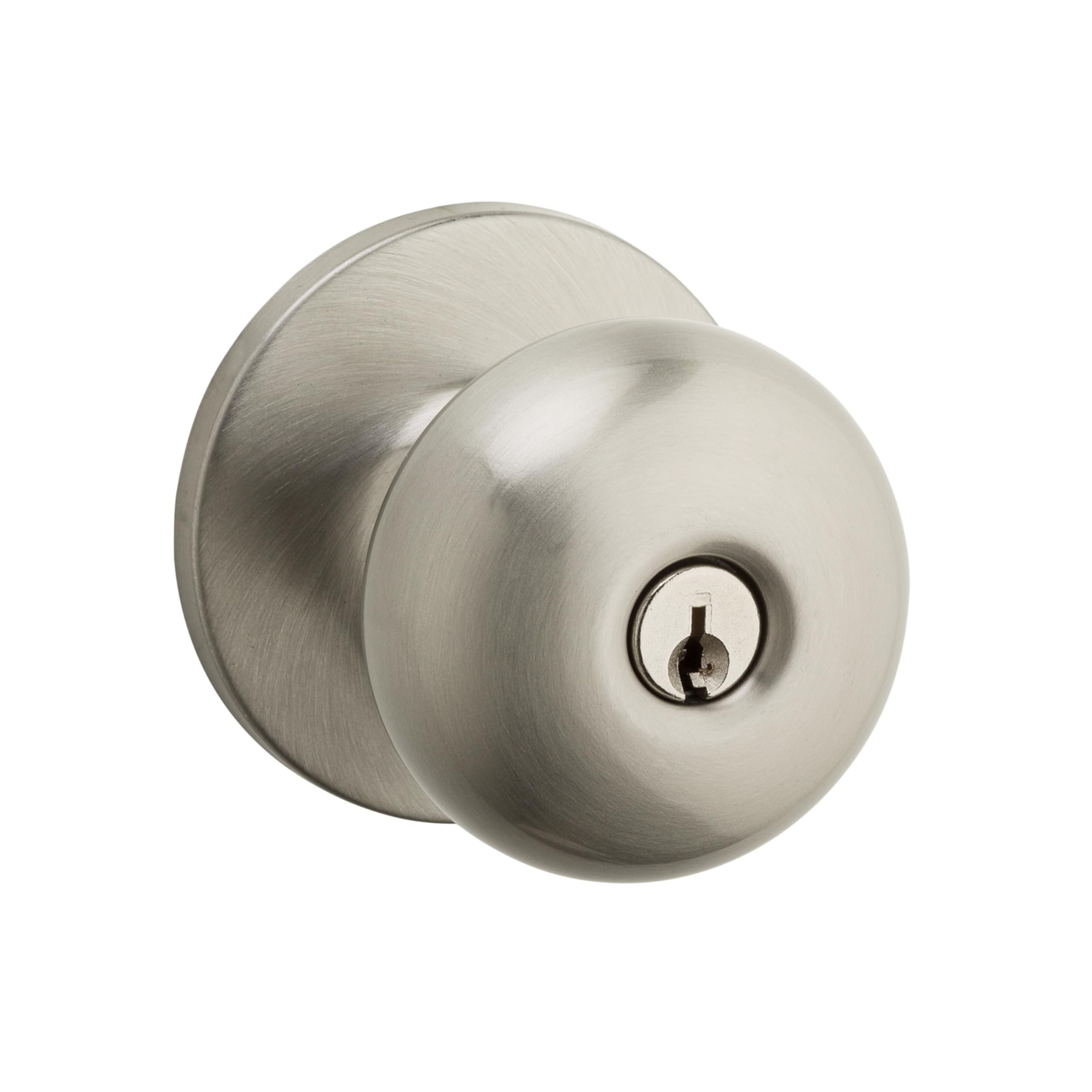 Safe Lock, Athens Knob, Entry Door with Lock and Key, Satin Nickel Finish