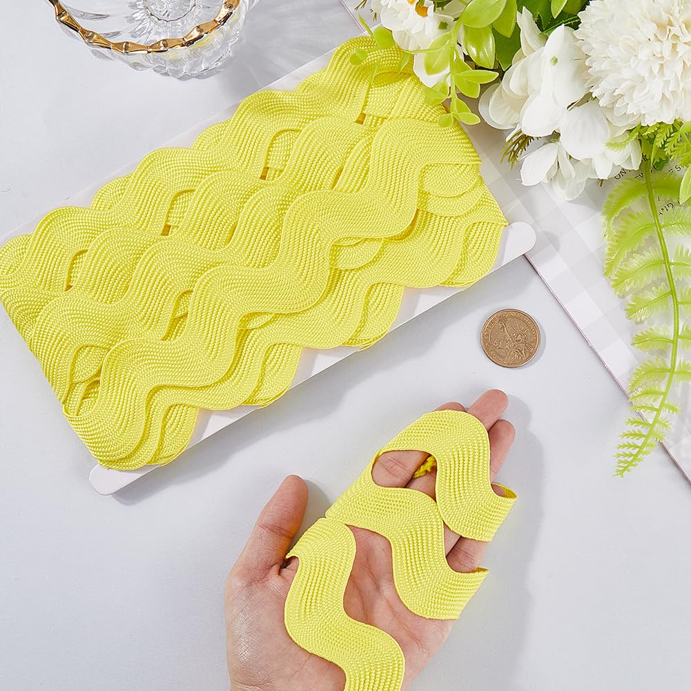 GORGECRAFT 10 Yard 40mm Jumbo RIC Rac Lace Trim Rick Rack Ribbon Wave Bending Fringe Trimming Sewing Rickrack Zig Zag Braided Woven Fabric for Sewing Crafts Christmas Wedding Party (Yellow) - Image 3