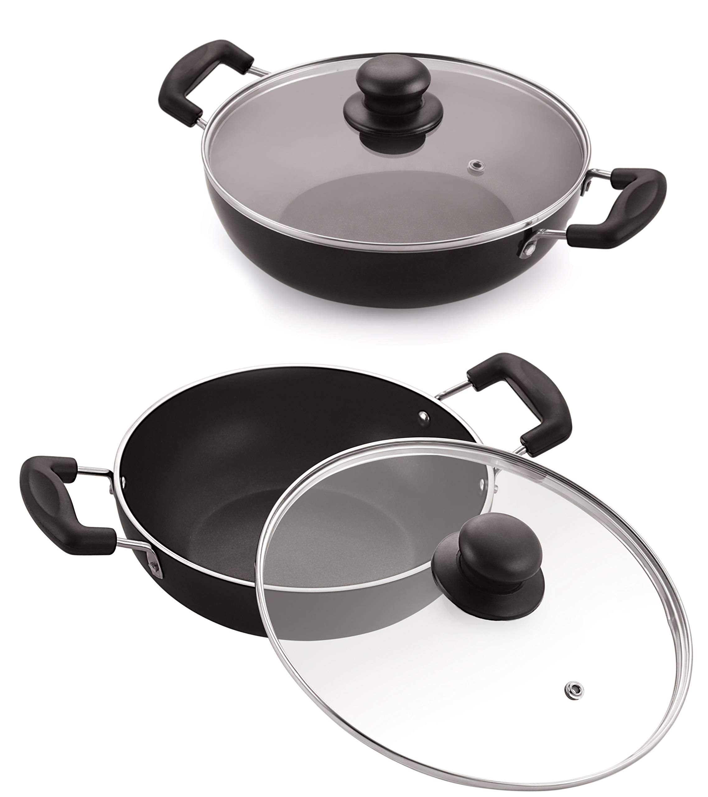 Buy Celebrino 2 Pcs Deep Kadhai Set with Glass LidHeatResistant