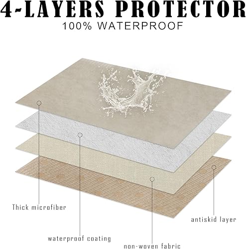 Miniatura 9 de HANDONTIME Fundas de sofá beige para sofá, fundas bohemias de pana jacquard para sofá, funda de felpilla suave para perros, funda protectora para