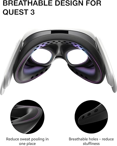 Miniatura 2 de APEXINNO VR Silicone Face Pad Cover for Meta Quest 3 Original Headset Accessories, Face Cushion Mask for Oculus Quest 3 Headset Face Pad, Breathable
