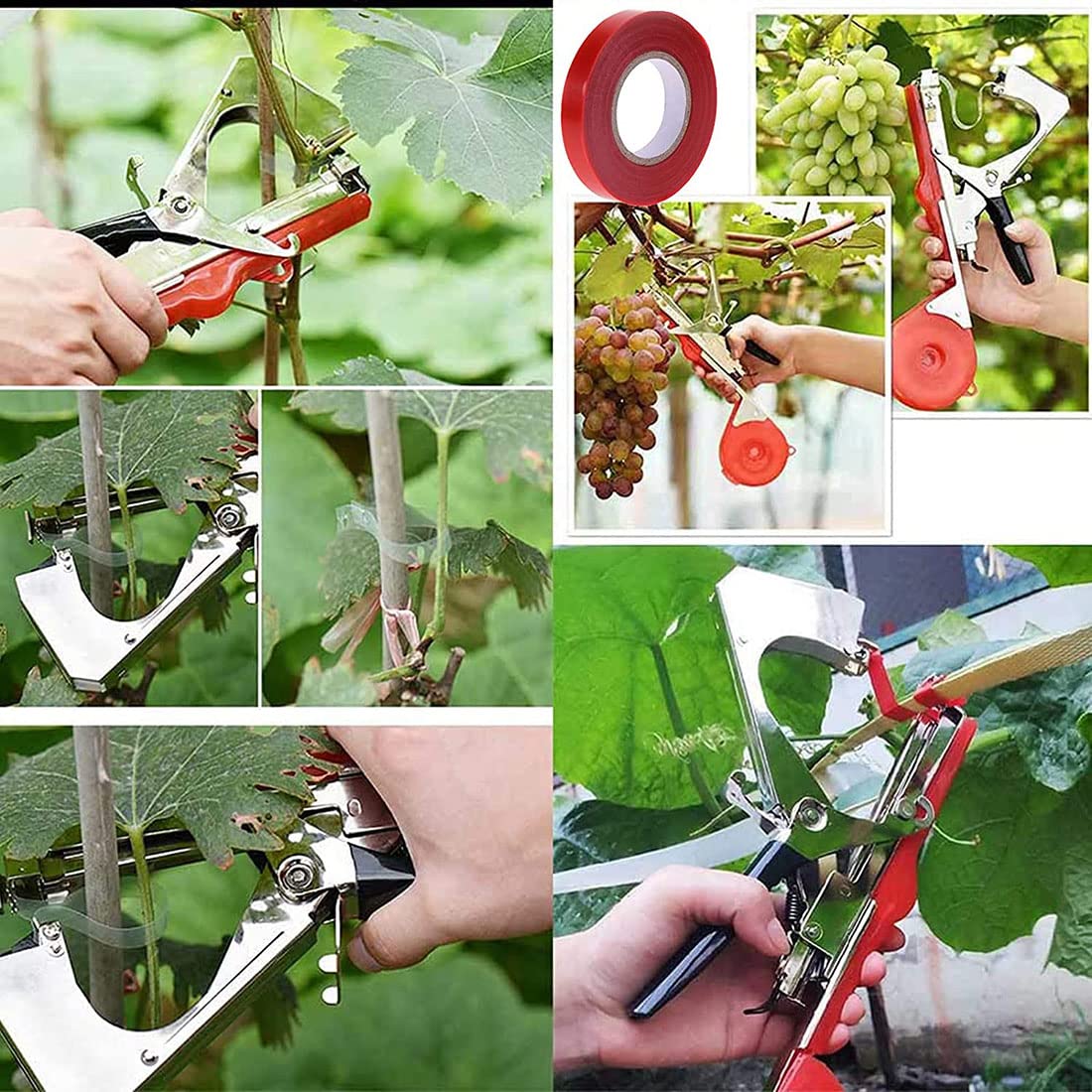 20 Rollos de Cinta para Atar Plantas + 10000 Grapas, Accesorios Universales para Máquina Atadora, Kit de Entutorado para Tomates, Vides, Pepinos, Flores, Ideal para Jardín e Invernadero