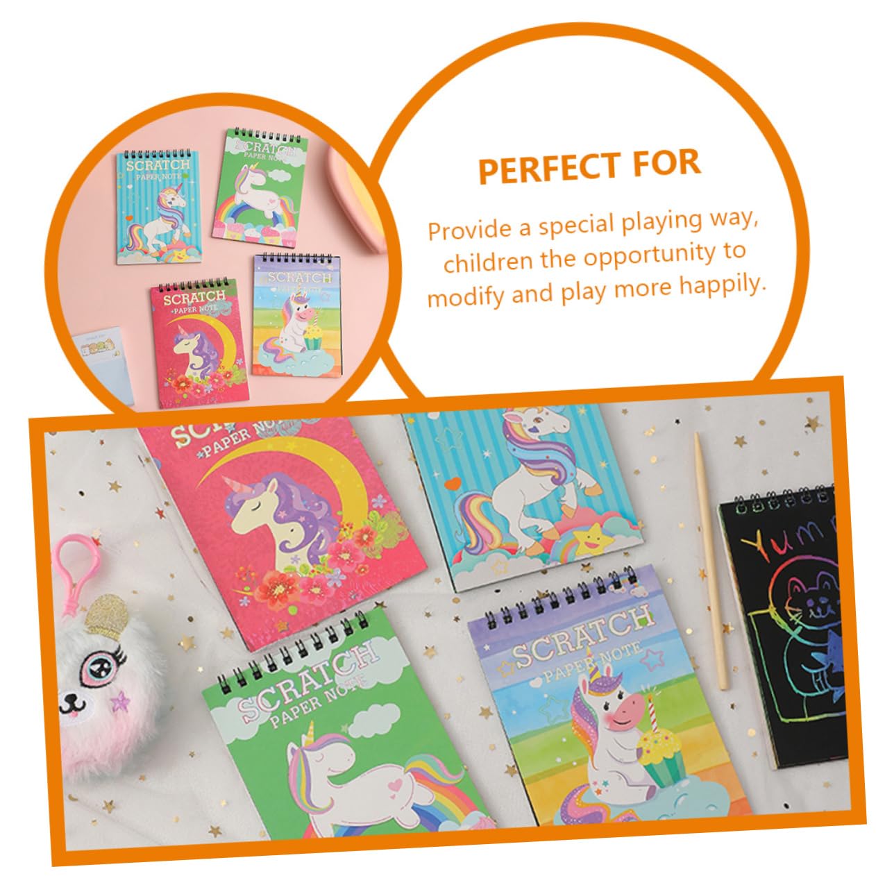 Operitacx 5 Sätze Spulen Kratz Zeichenbuch Cartoon Tragbares Taschen Zeichenbuch Kindergarten DIY Kleines Buch Rubbelkarten Für Kinderspielzeug Kinderspielzeug Buntes 4 Stück * 5