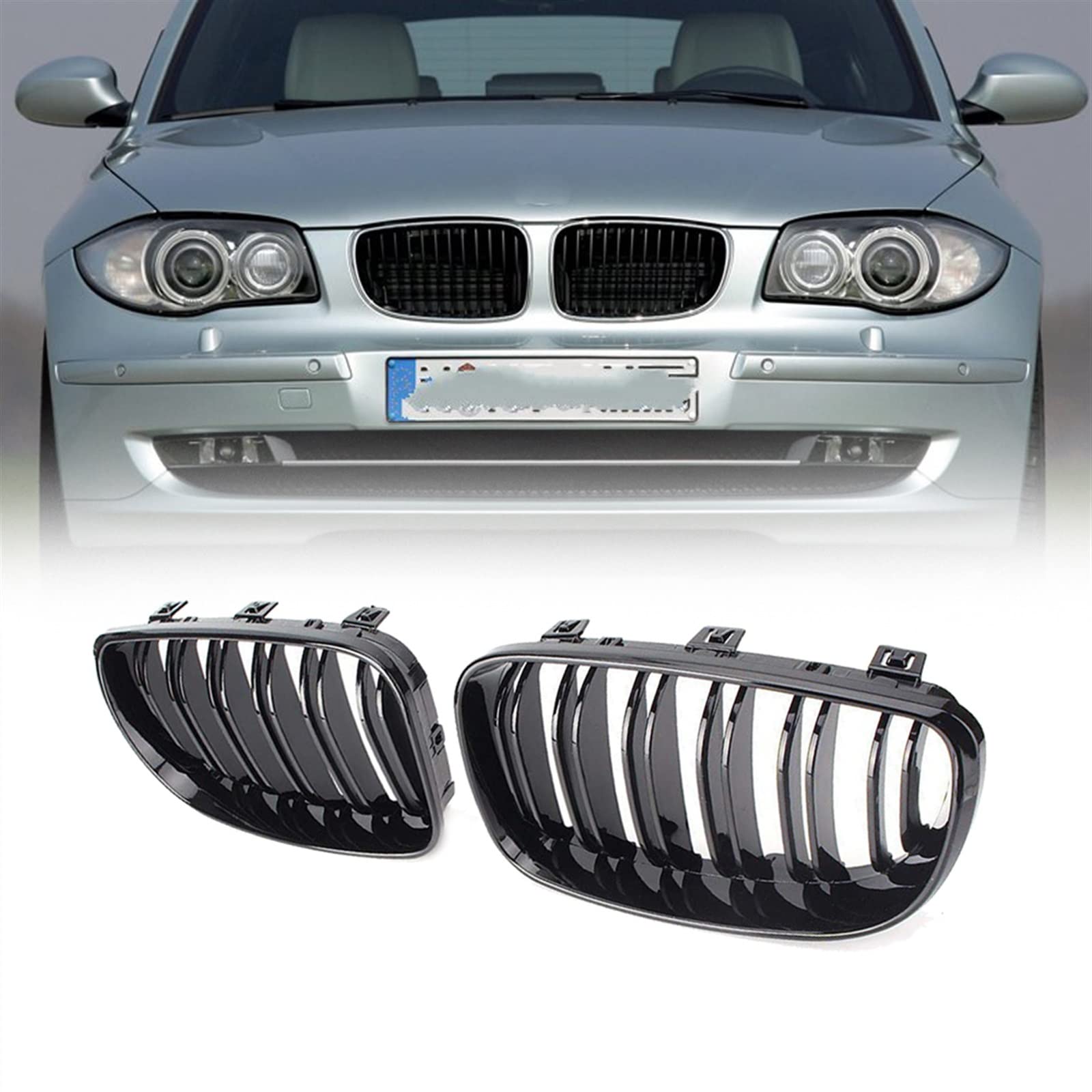 Rejilla para BMW 1 Series E81 E82 E87 E88 negro brillante para personalizar tu parachoques 8
