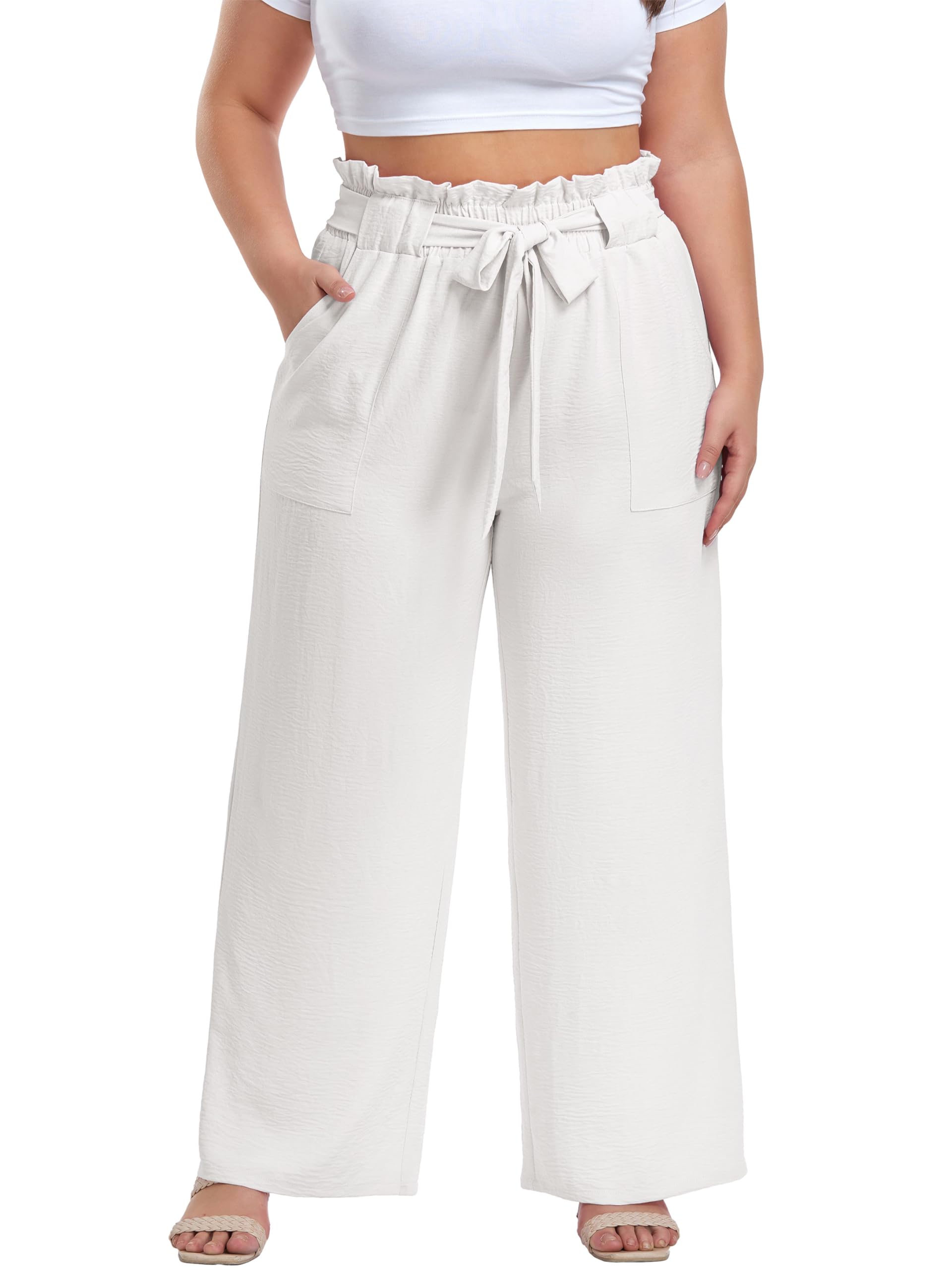OLRIK Plus Size Pants for Women High Waisted Wide Leg Casual Palazzo Pants
