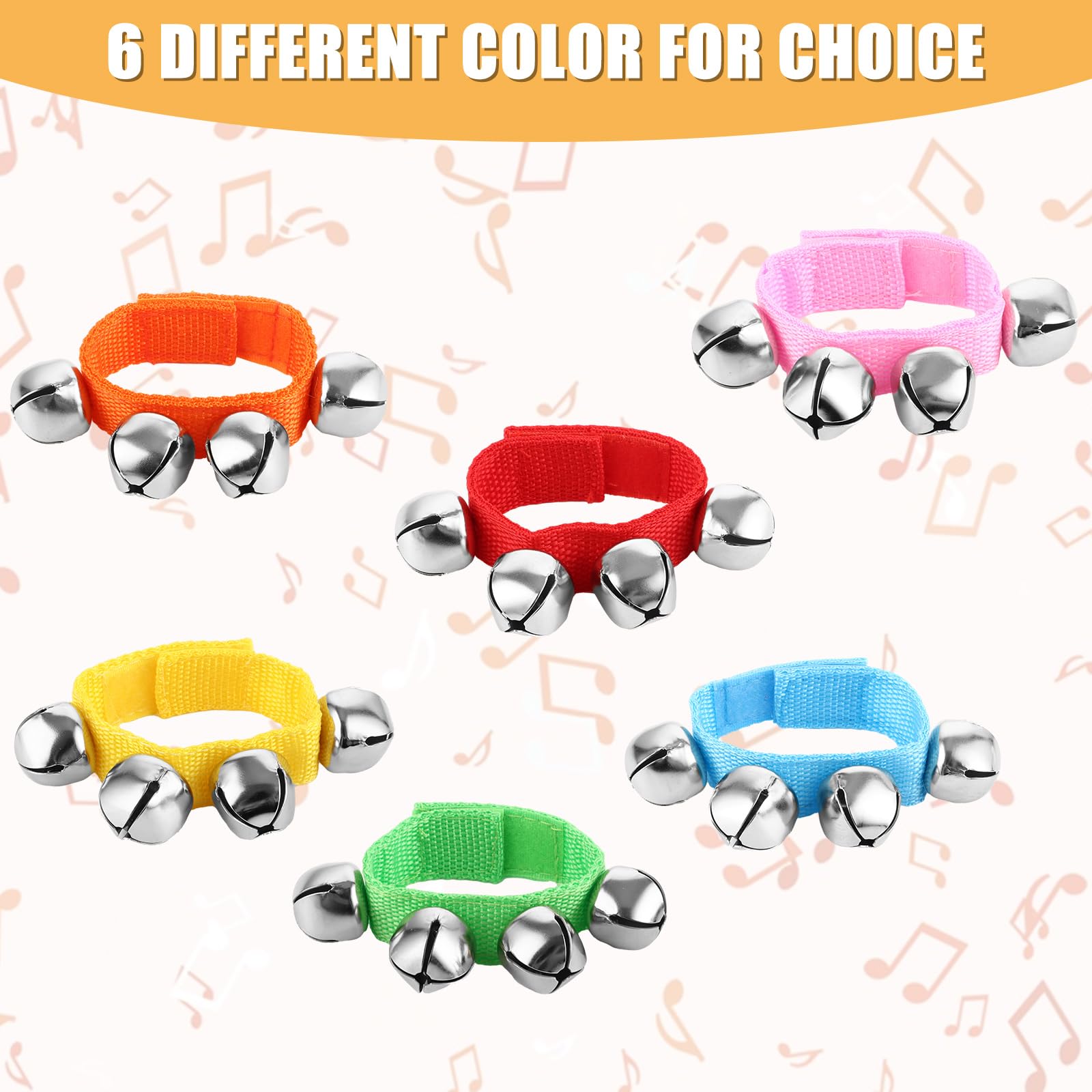 STARVAST 18 Stück Handgelenk Glocken,6 Farben Glocken Armbänder,Glockenband Set,Percussion Spielzeug Glöckchen Baby Kinder Band mit Strong Straps für Arme und Füße