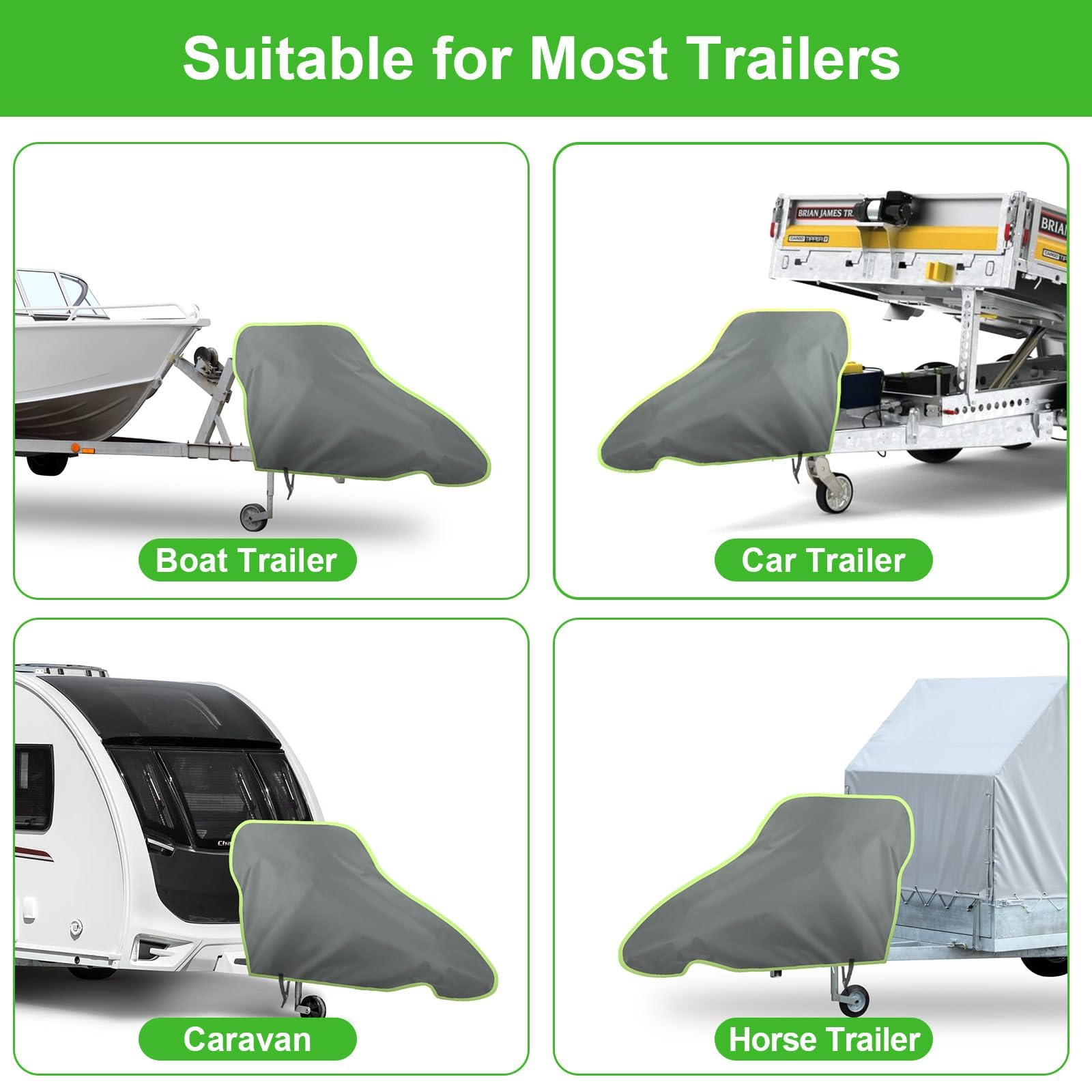 URAQT Traino Coperture per Rimorchi, Copertura Gancio Traino con Finiture Riflettenti, 94*65CM Universale Copertura Roulotte Impermeabile Protezione Solare Antipolvere per Roulotte, Camper, Rimorchi