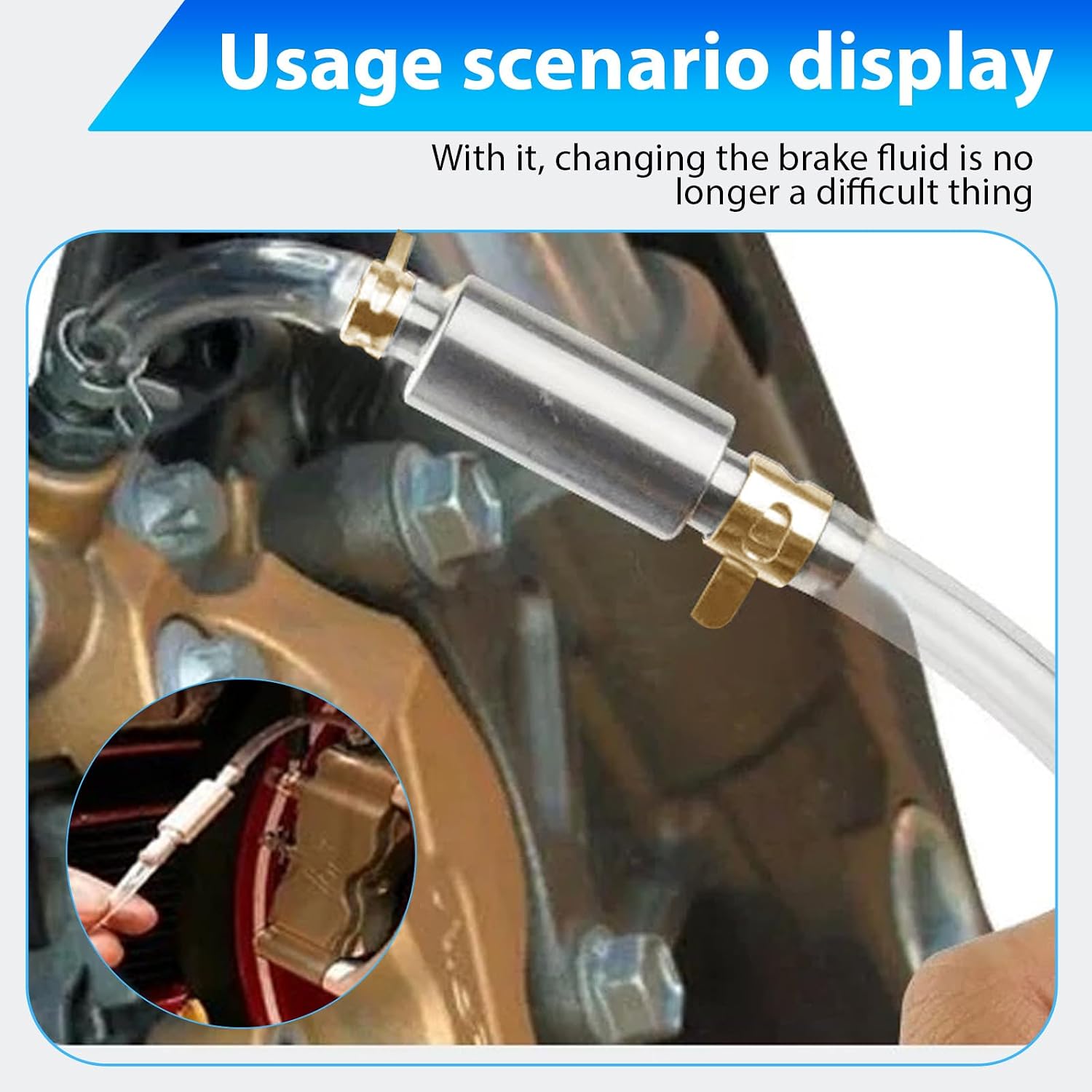 2 Pack Brake Bleeder Hose One Way Valve Tube Car Bike Clutch Metal Clips | Soft rubber brake bleeder hose with durable metal clips, ideal for car and motorcycle brake and clutch system bleeding.