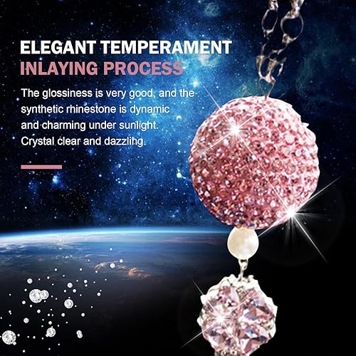 Miniatura 4 de Bling Ball and Drops - Colgante para espejo retrovisor de automóvil, dije de cristal para mujer, colgante de cristal colgante de la suerte,