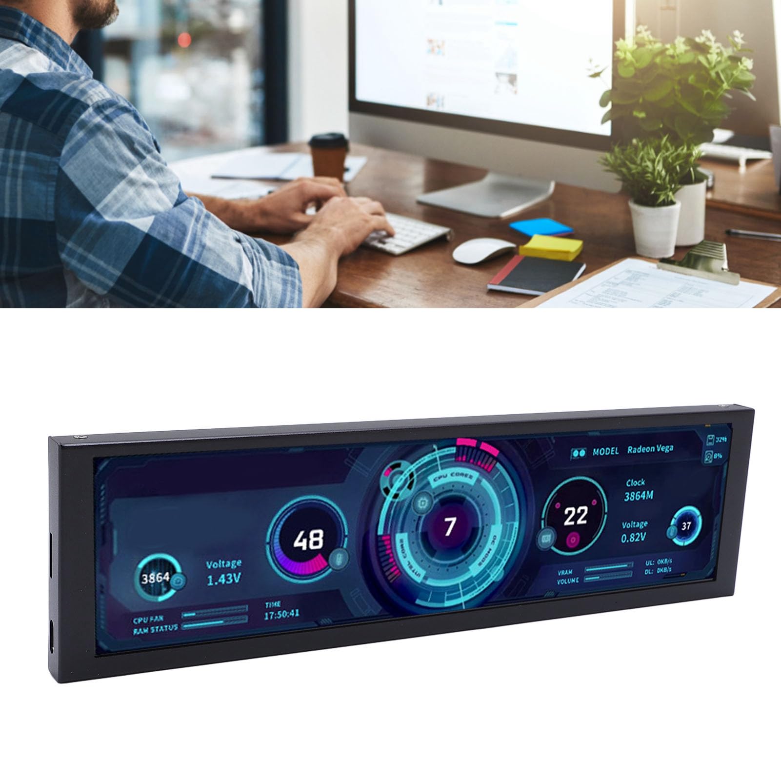 8.8 Cali Ekran IPS, 1920x480 PC Secondary Ekran z Interfejsem Typu C PH, Gniazdo Karty Pamięci, Obsługuje do 256g, Mały Przenośny Monitor