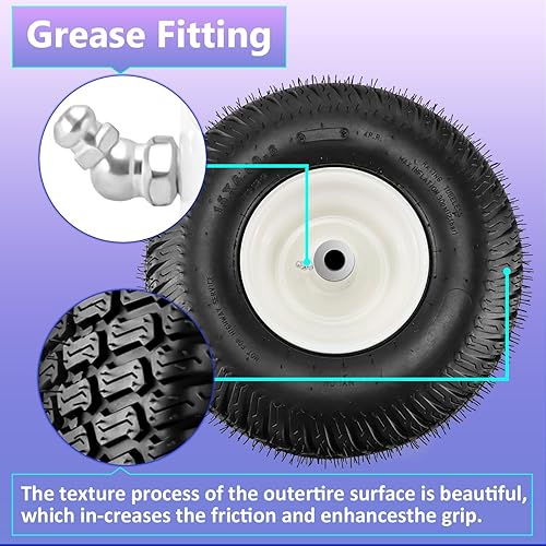 Miniatura 3 de ActualizadoNeumáticos para cortacésped de 15 x 6.00 a 6 pulgadas con buje de hierro de 34 pulgadas, cubo de desplazamiento de 3 pulgadas, repuesto