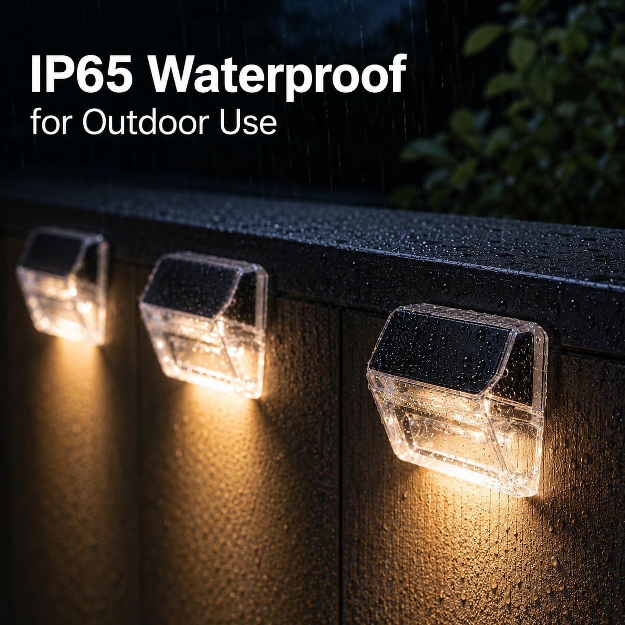 Qualdout Luces solares para cubierta al aire libre, paquete de 8 luces solares para vallas, IP65, impermeables, luces LED solares para barandilla, pared, piscina, escalera, patio, jardín, decoración