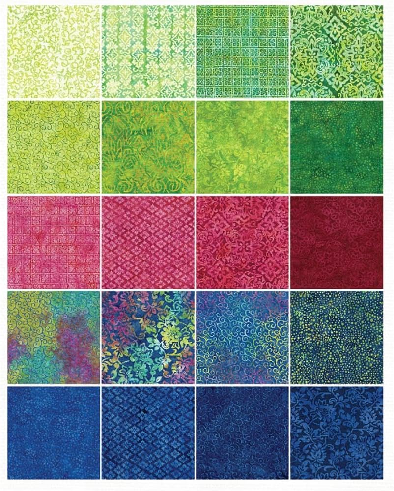 Island Batik Fabrics Ornate Gems SP 23 Ten Inch Square Stacks Arts, Crafts & Sewing