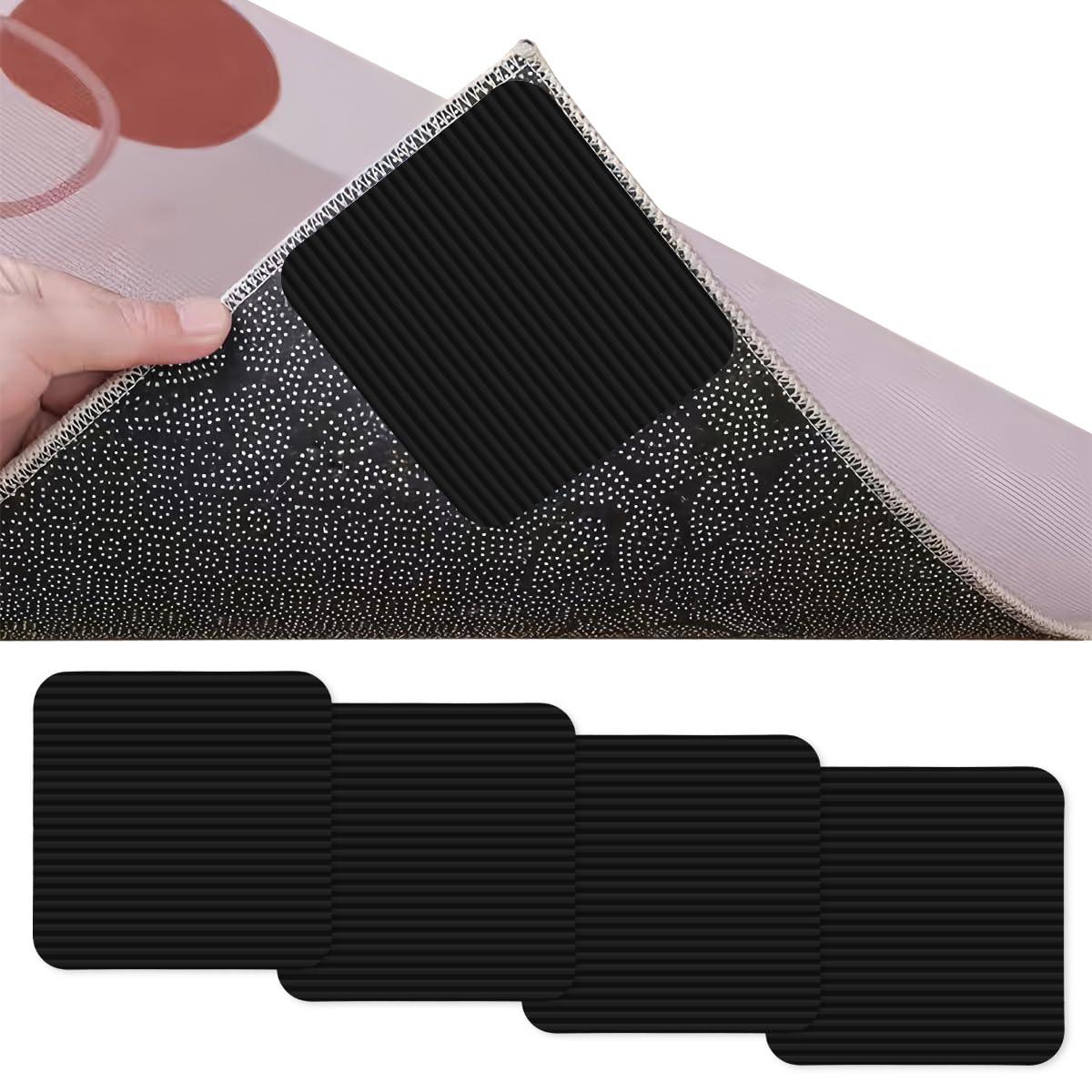 DmDoyy 4 Pièces Anti Derapant Tapis, Lavables Et