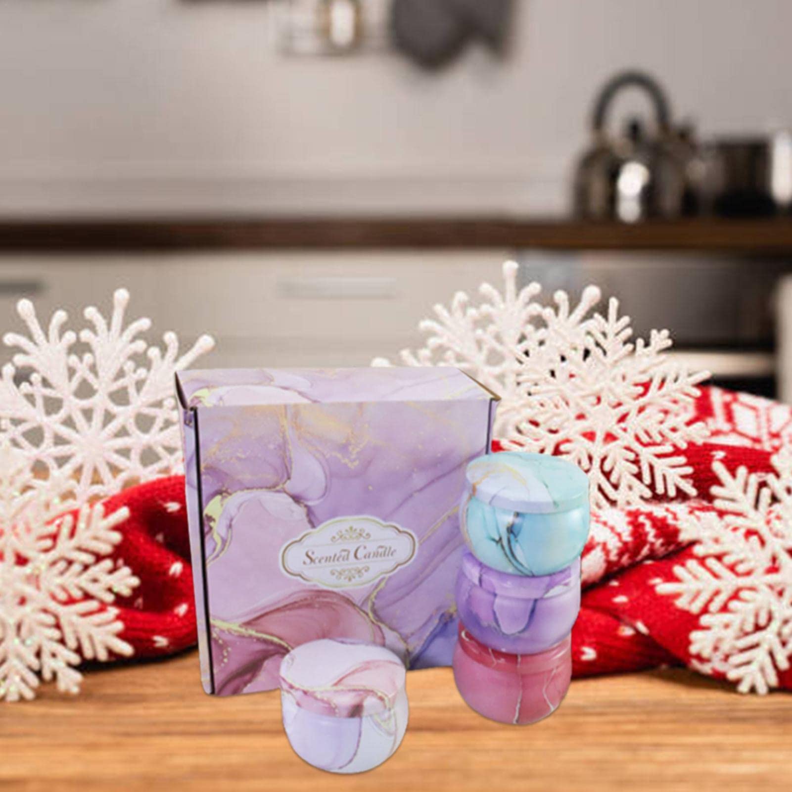 Set Regalo di Candele profumate, Candele for aromaterapia, Candele di Cera di soia con Scatola di Piatti di Stagno for la Festa della Mamma, Il Compleanno, la casa, Il Natale(A)