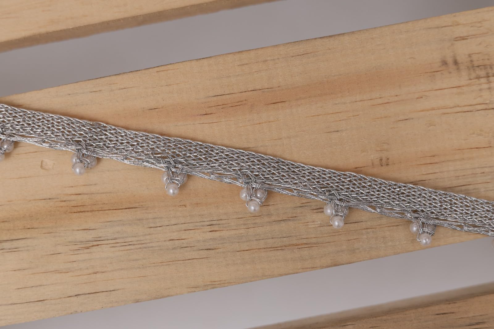 Premdas lace Gold Beaded Lace, Indian Beaded Trim, Trim Border, Lace Border, Beaded Trim, Beaded Trim, Beaded Tassel Trim (Silver) 2