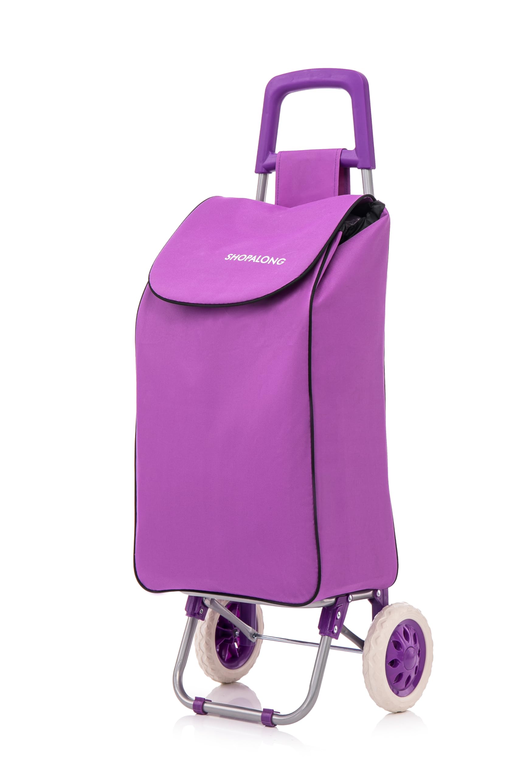 Large Lightweight Shopping Trolley, Hard Wearing With Wheels Foldable Rolling Push Trolly, Grocery Cart Bag Flat-Pack Easy Storage 1.28kg 37Litre