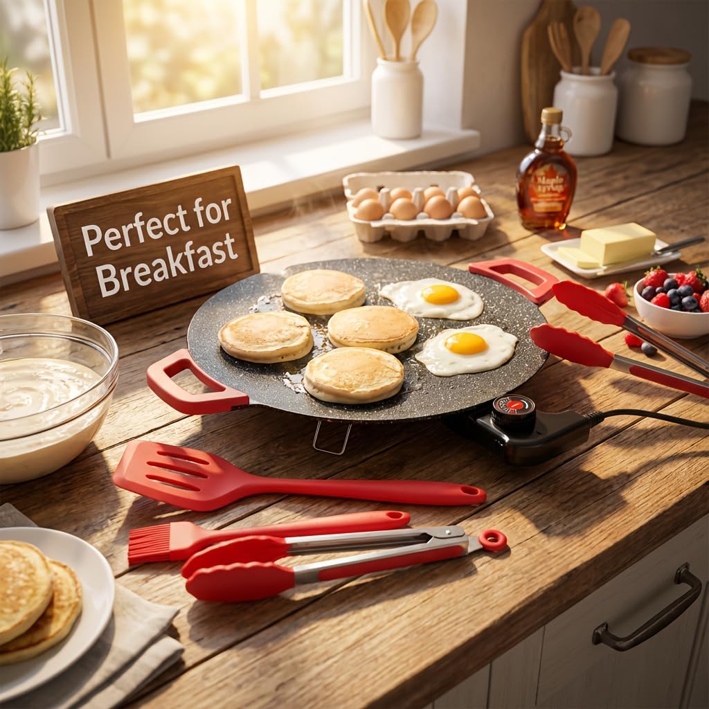 Premium Non-Stick Grill Pan & Silicone Tool Gift Bundle – Everything for Perfect Indoor BBQ & Holiday Meals