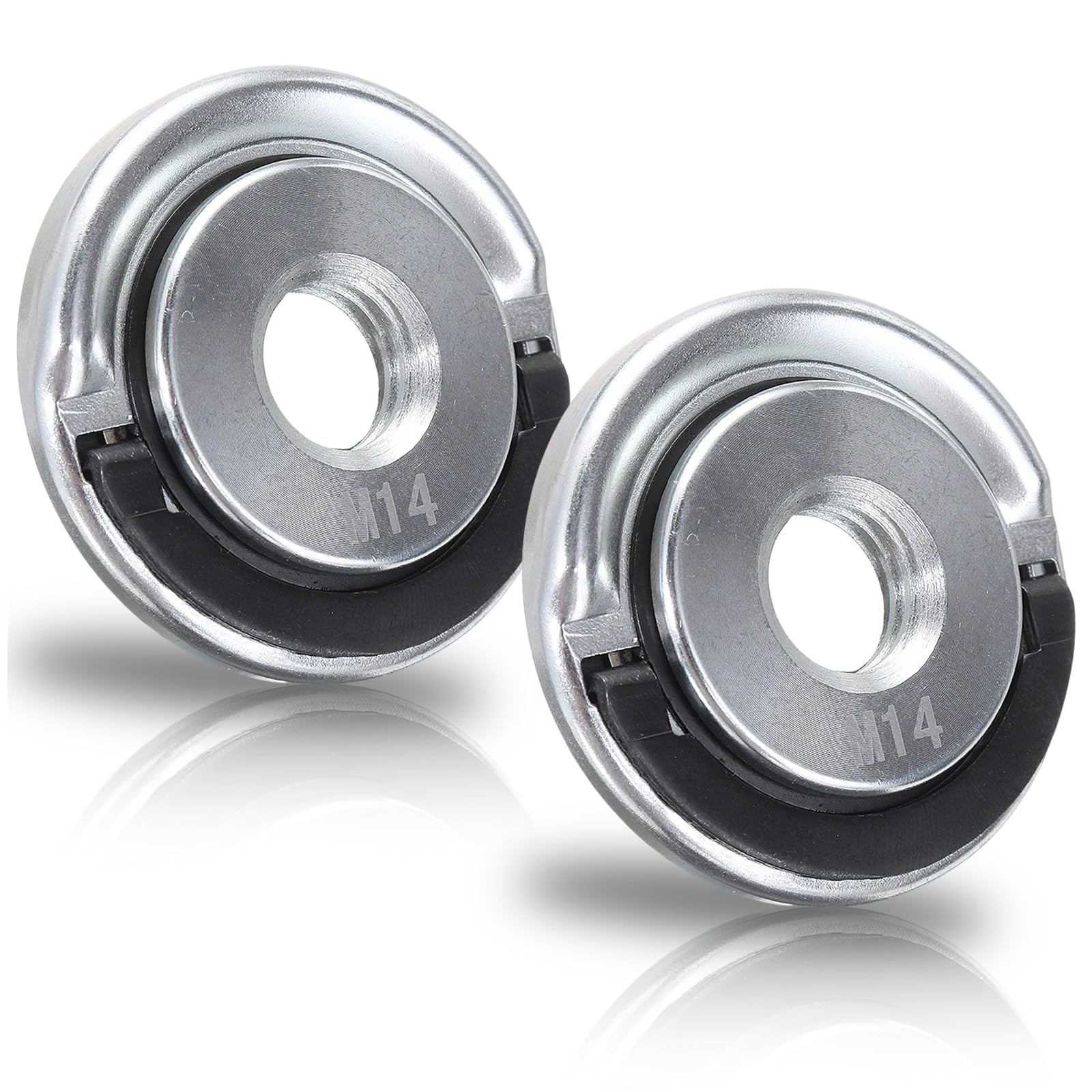 2Pcs M14 Quick Clamping Nuts, 45mm Quick Release Angle Grinder Key, Aluminium Cast Iron, Tool-Free Fast Disc Change with Pull Rin Fits for Milwaukee Dewalt Makita Angle Grinder