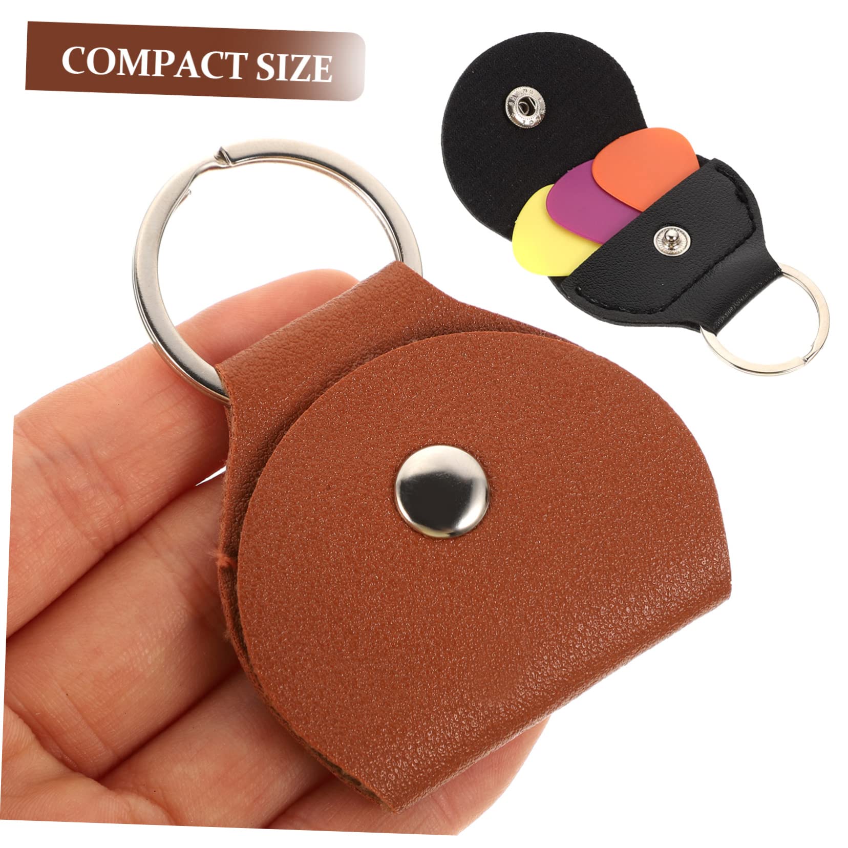 Toddmomy 1 Set Portable PU Guitar Pick Holders Durable Storage Bag with Keychain Picks Plectrums for Electric Guitar Ukulele Accessories Random Color