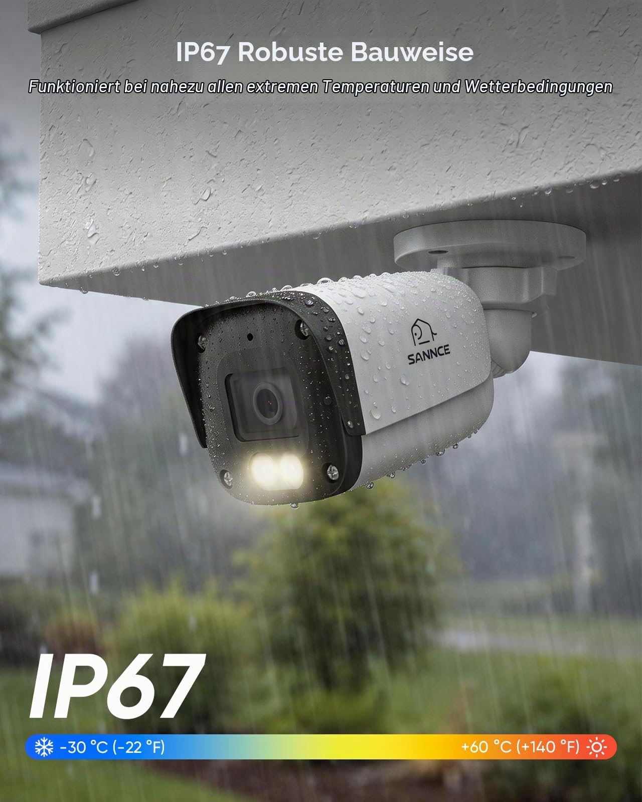 SANNCE PoE 4K Überwachungskamera Aussen – Farbige Nachtsicht 20m | 8MP PoE Kamera Outdoor mit Intelligenter Personen-/Fahrzeugerkennung, Audioaufnahme, IP67 Wasserdicht