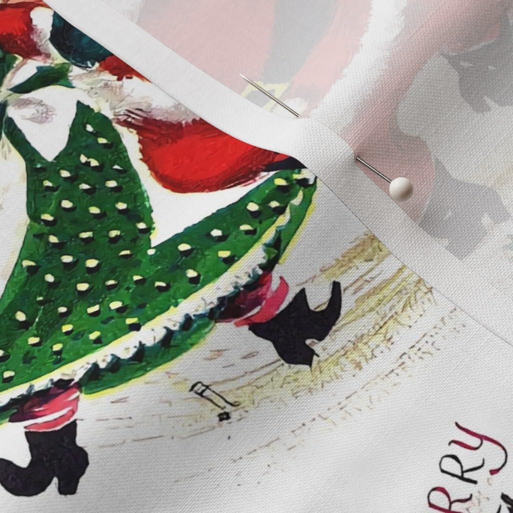 Spoonflower Fabric - Christmas Xmas Santa Claus Musical Notes Music Dancing Dance Vintage Printed on Petal Signature Cotton Fabric by The Yard - Sewing Quilting Apparel Crafts Decor