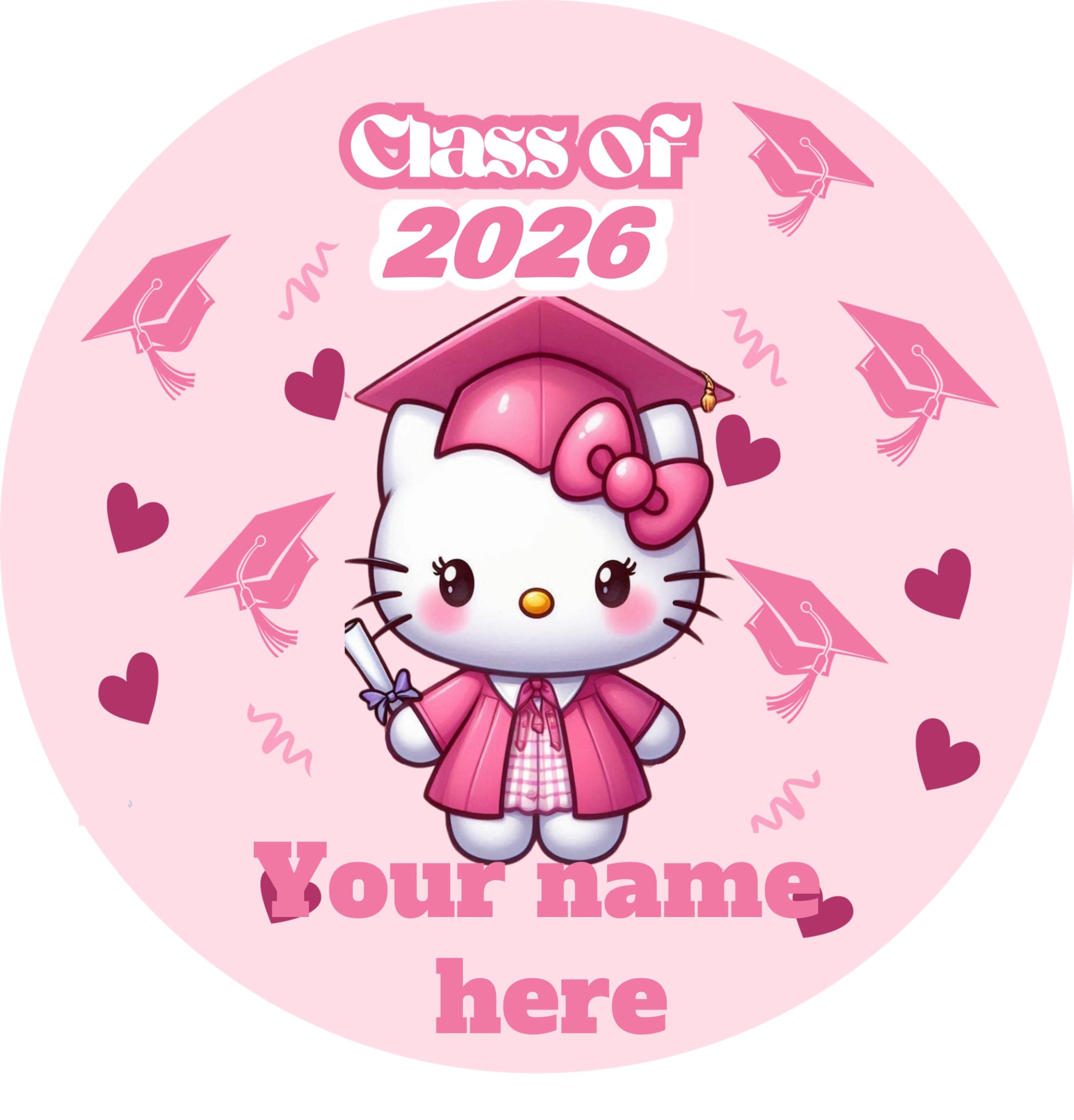 Amazon.com: Class 2026 Graduation Hello cute Kitty edible images