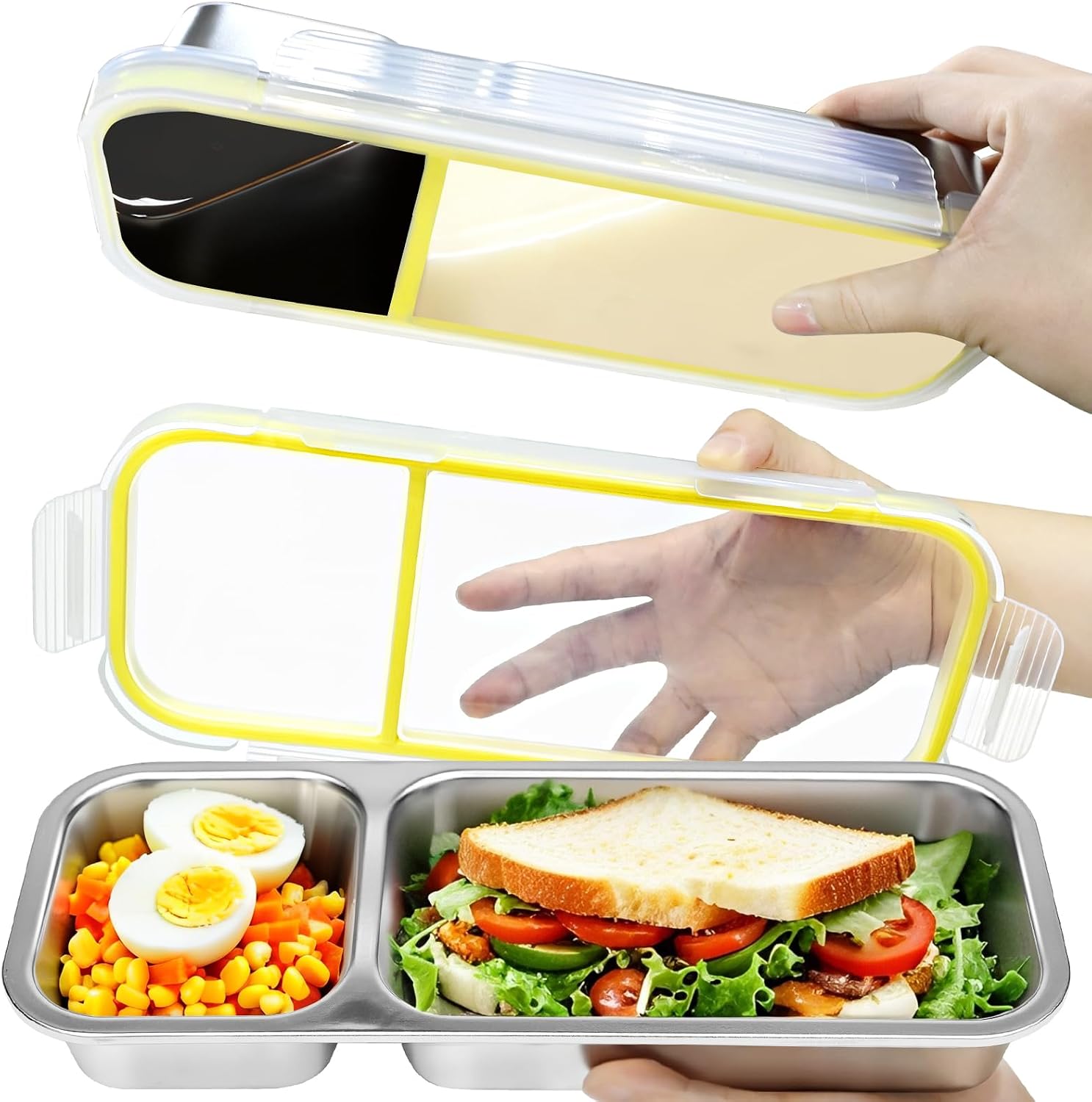2 Compartment Snack Containers with Lids, Set of 2