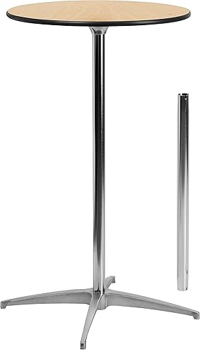 Miniatura 17 de Mesa de cóctel Flash Furniture redonda de madera con columnas de 30 y 42 pulgadas, Negro