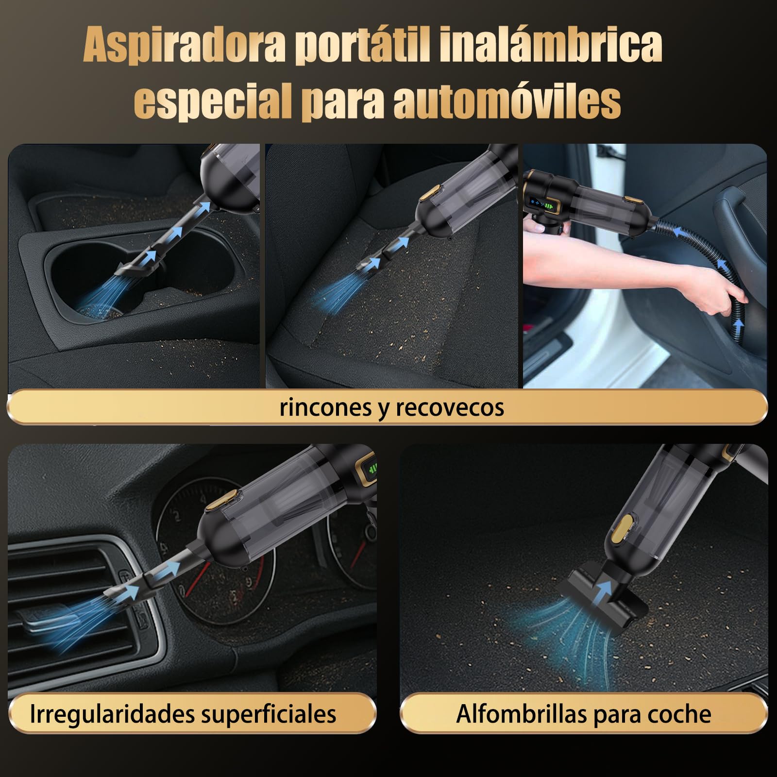 Aspirador de mão com bateria, Aspirador de Carro sem fio de 27000 PA, Mini Aspirador, recarregável, portátil, Leve e Forte, 220.000 RPM, soprador de pó elétrico para Carro