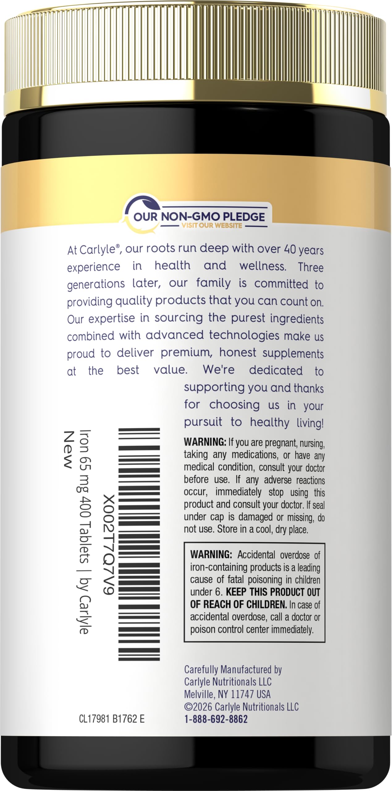 Carlyle Iron Ferrous Sulfate 325mg, 65 mg | 400 Tablets — Amazon image 3