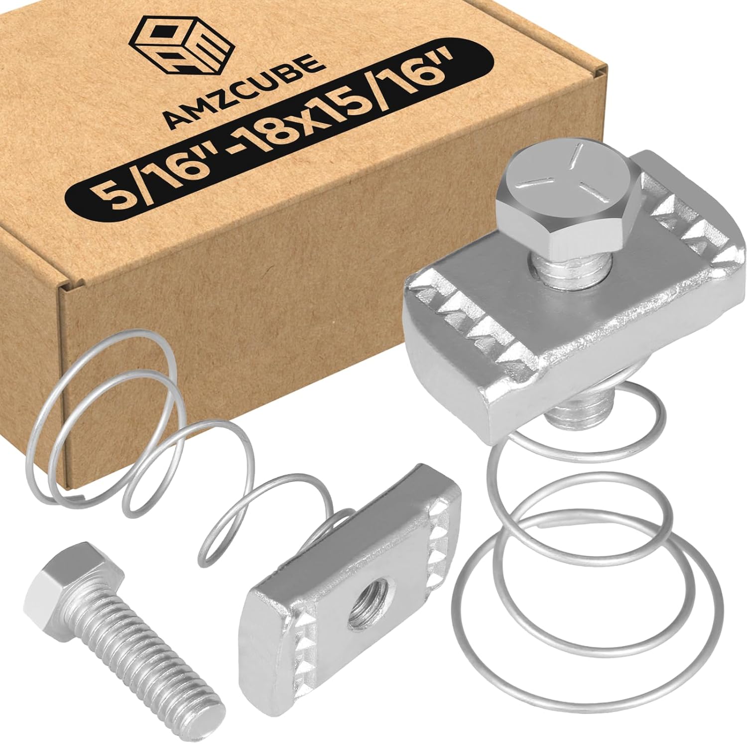 5/16"-18 Flared Spring Channel Nut and Bolt, 8 mm Thickened Strut Channel Cone Nut, Compatible with Strut Channel Support Systems, Solar Panel Mounting (40)