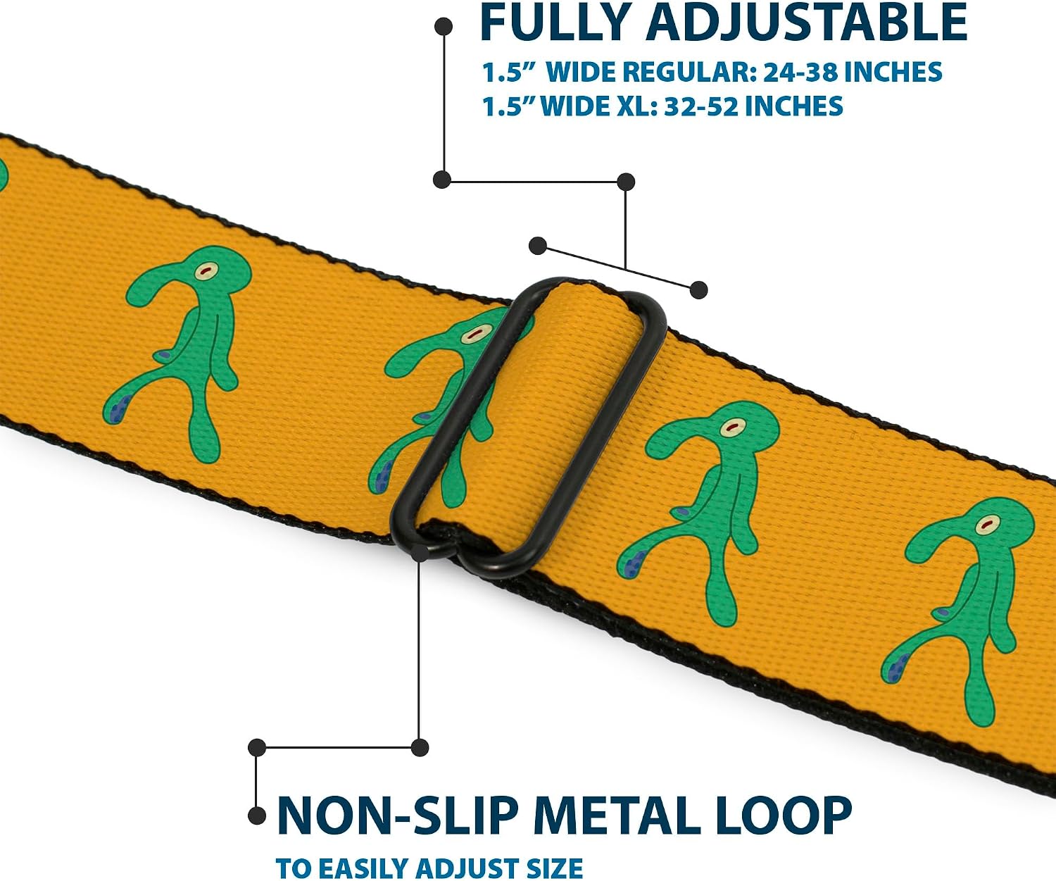Nickelodeon Belt, Seatbelt Buckle Belt, SpongeBob Squidward Bold and Brash Painting Orange Green, Adjustable