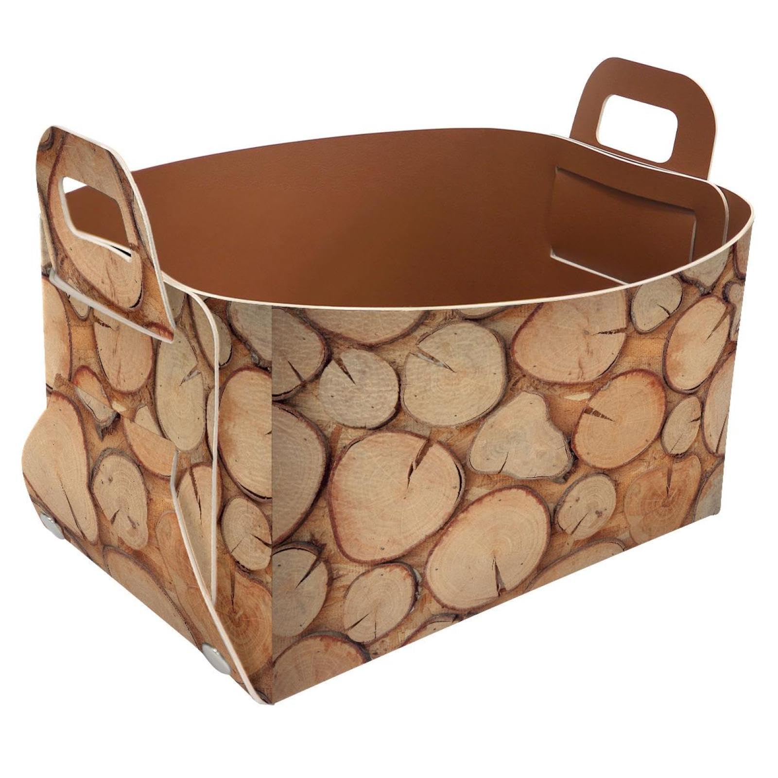 Panier de rangement pliable pour placard buanderie et étagère en bois