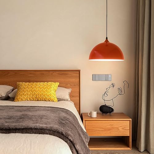 Miniatura 73 de Lámpara Colgante Industrial Electrochapada en Oro de 11.8 pulgadas, Paquete de 2, Lámparas Colgantes de Metal para Isla de Cocina, Lámpara Colgante