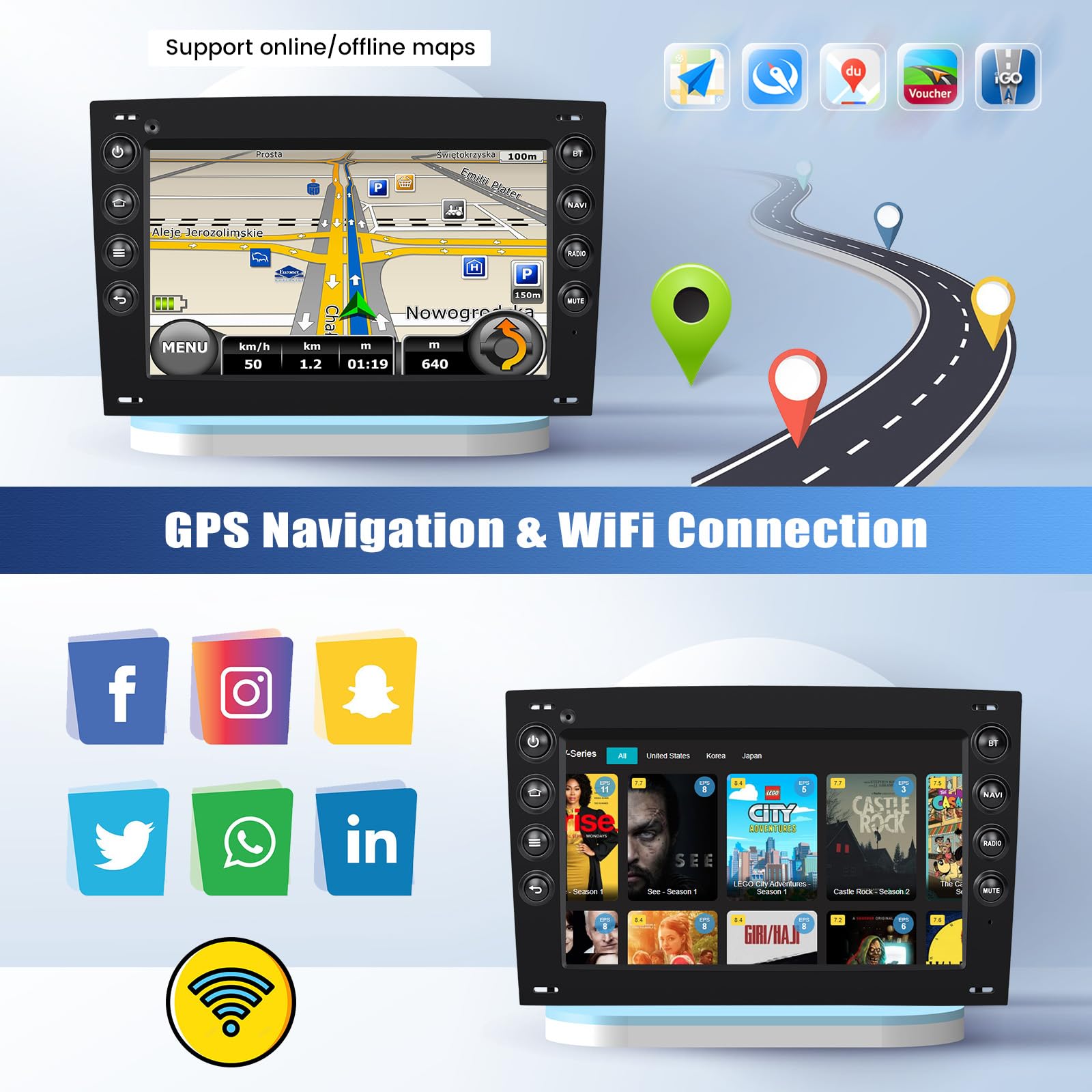 2G+64G GOHHDL Android 13 Autoradi für Renault Megane 2 2002-2009 mit Carplay Android Auto, 7 Zoll Touchscreen Radio mit Bluetooth GPS FM/RDS WiFi SWC Rückfahrkamera & MIC