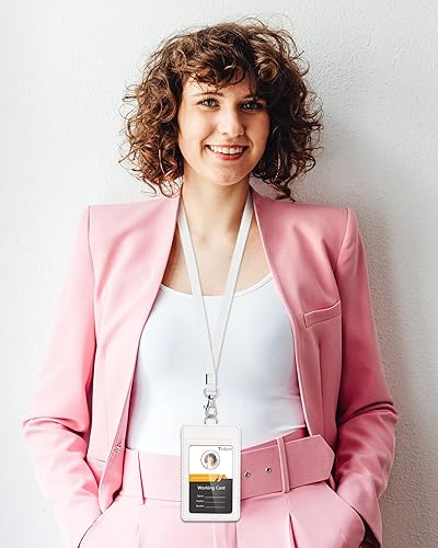 Miniatura 144 de Teskyer - Soporte para tarjetas de identificación con cordón, soporte de cuero para tarjetas de identificación, portatarjetas con cordón, vertical