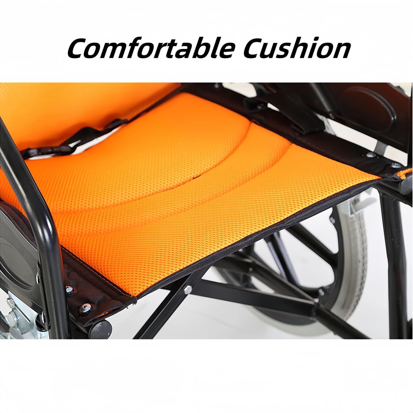 Silla Ruedas Liviana y Plegable con Freno Tambor, Silla Ruedas de Viaje para discapacitados, Sillas Ruedas autopropulsadas Estrechas y Livianas, Capacidad de Carga 150 kg 4
