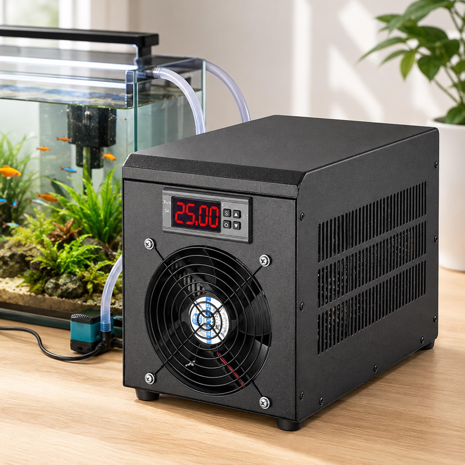 Enfriador De Agua Para Acuarios De 60L, Sisteme De Refrigeración Ultrasilencioso, Unidad De Enfriamiento Electrónica Para Ajolotes, Arrecifes De Coral, Camarones, Cría De Peces E Hidroponía