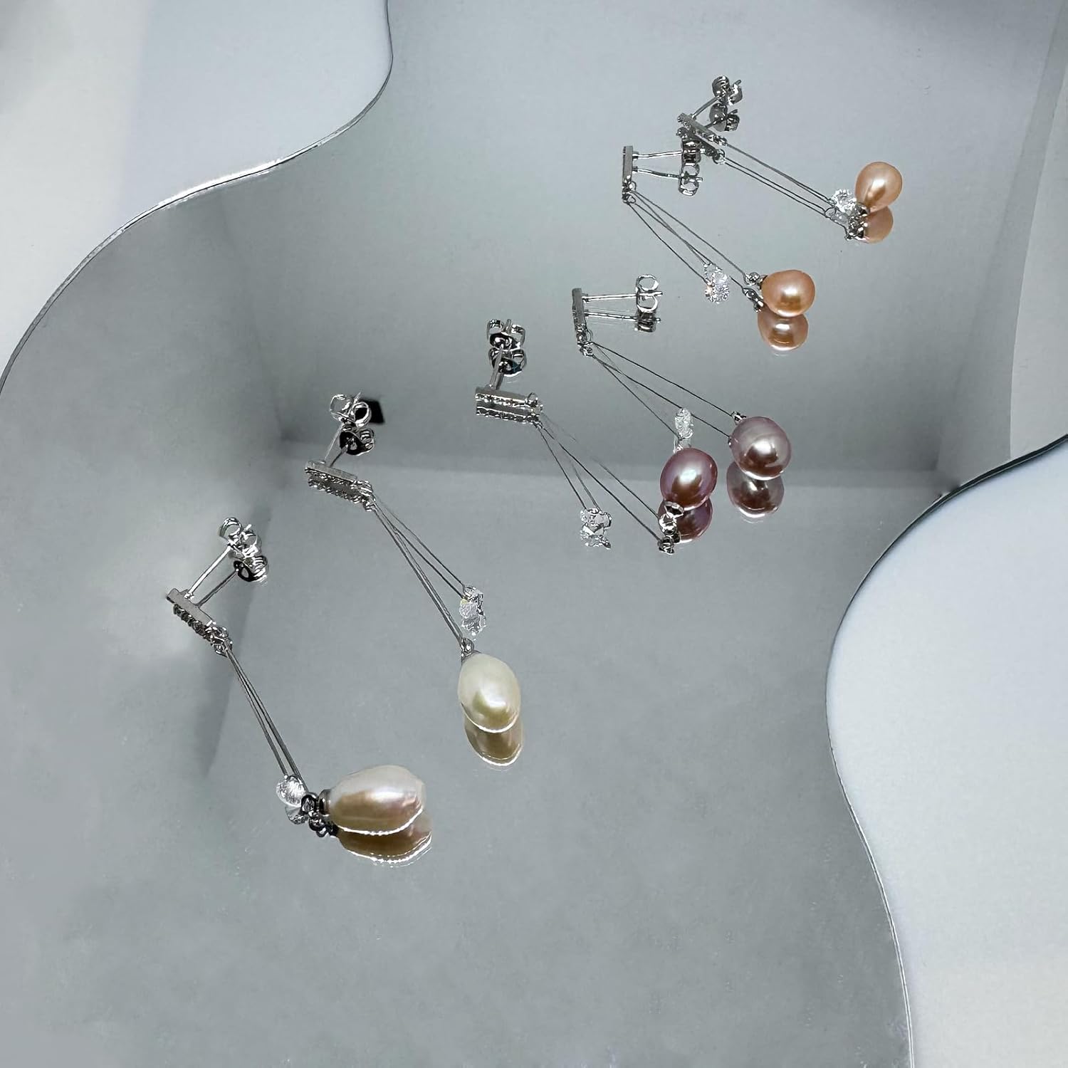 elegant dangle earrings for women, charming pearl dangle earrings, freshwater colored pearls, dangling earrings for women, perfect as bridal earrings, Enhance Style with Timeless Beauty - Image 6