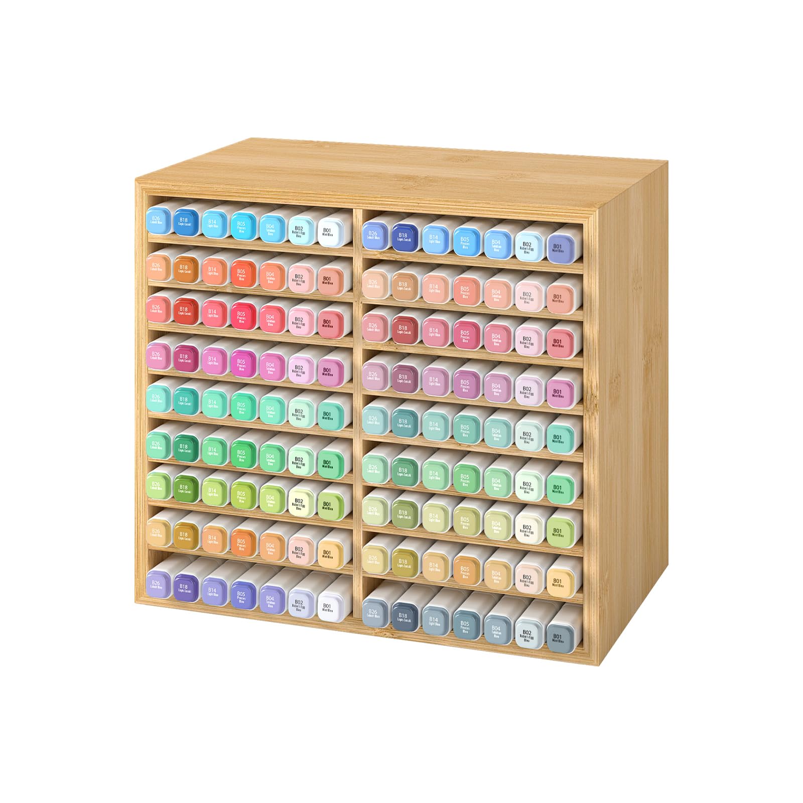 Levede Bamboo Marker Organiser For 126 Markers, Pen Holder Desk Organiser, Universal Pen Storage For Watercolour Pencils, Markers, Pens, Pencils, Paintbrushes