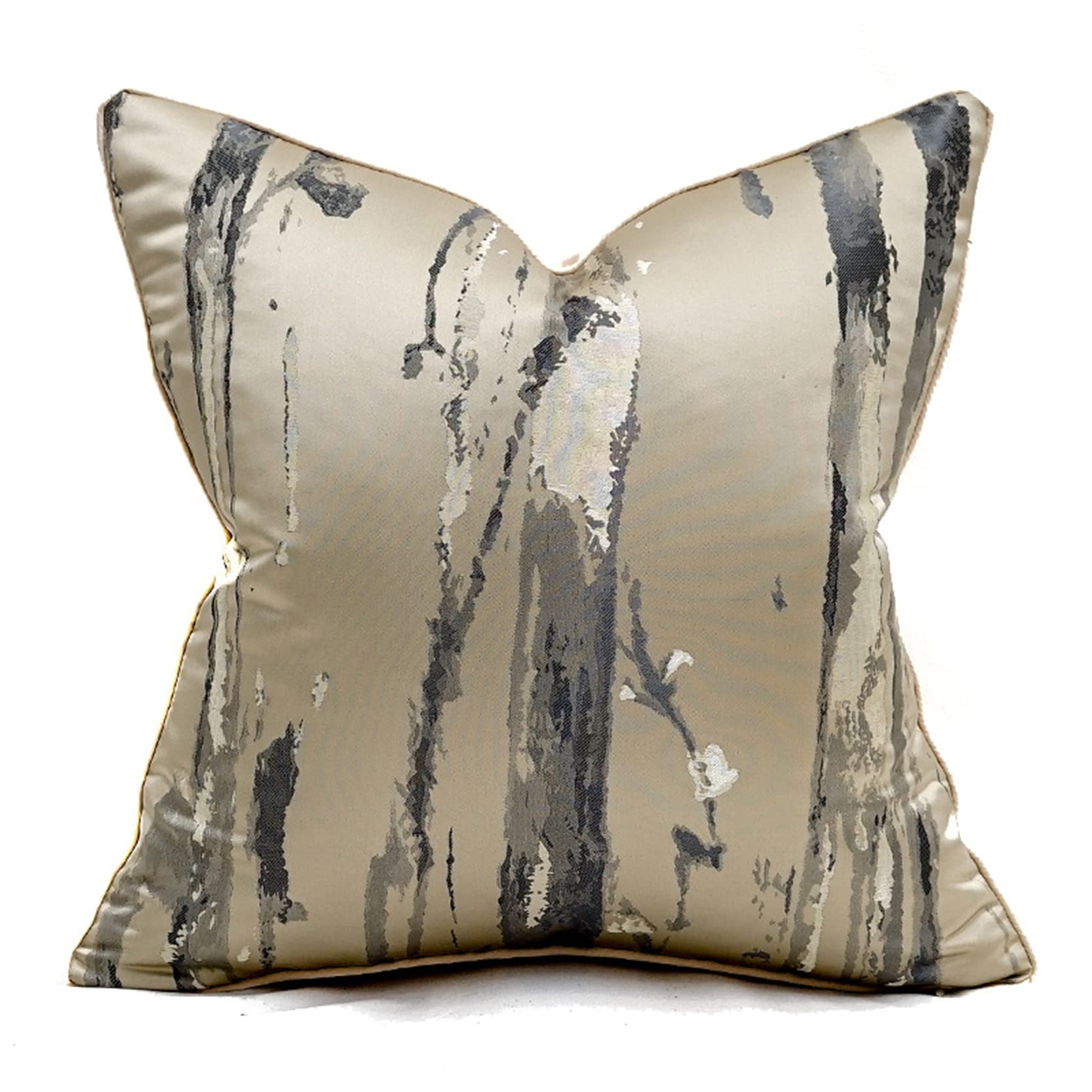 Funda de Almohada Decorativa Seda Estilo Chino for Hotel, Juego 2 Fundas cuadradas Modernas y Sencillas con Cremallera Oculta(Beige,50x50cm)