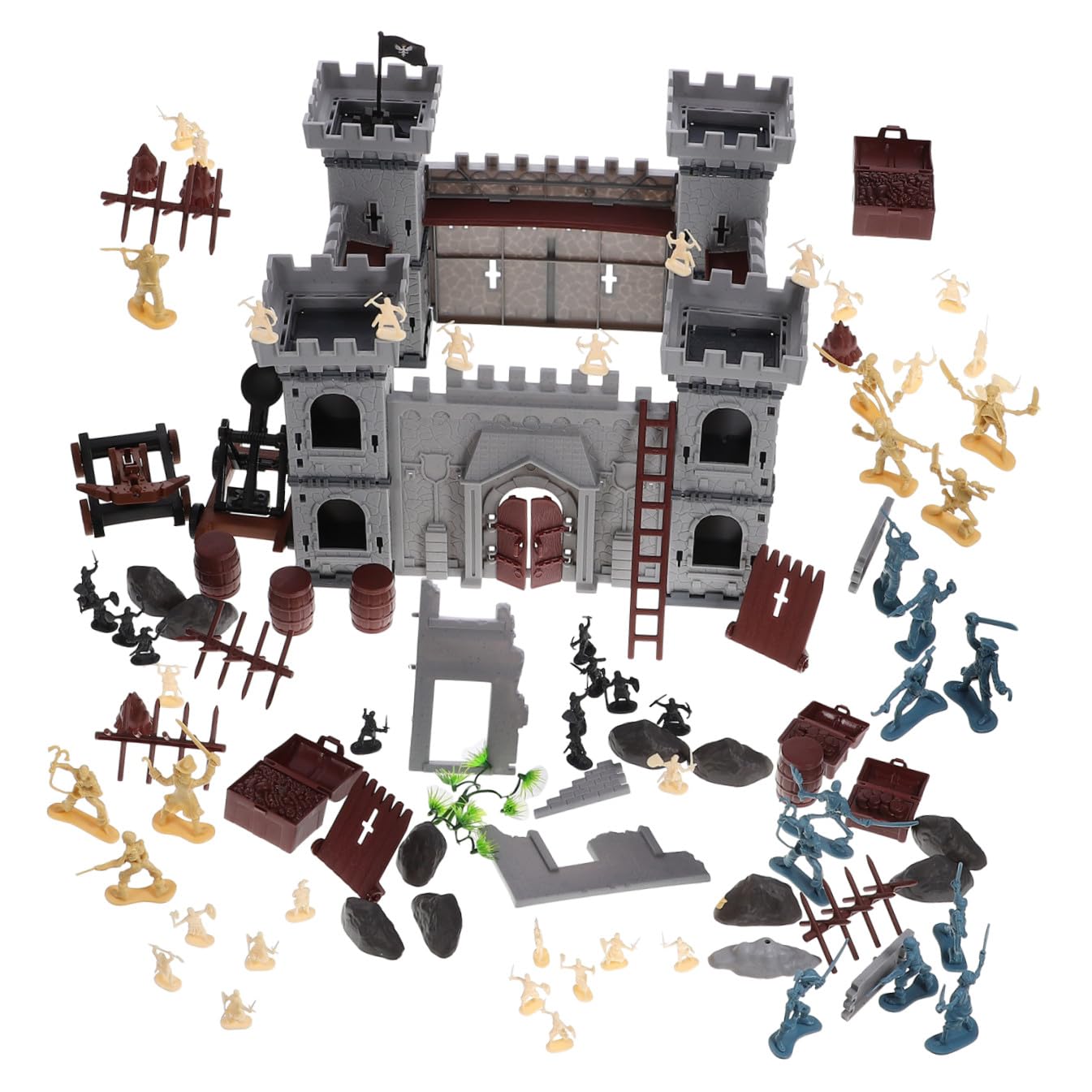 Set Costruibile Fortezza Pirata 310 Pezzi in Plastica | Figura Scheletro Accessori, Borsa Inclusa, Tema Piratesco, per Feste e Compleanni