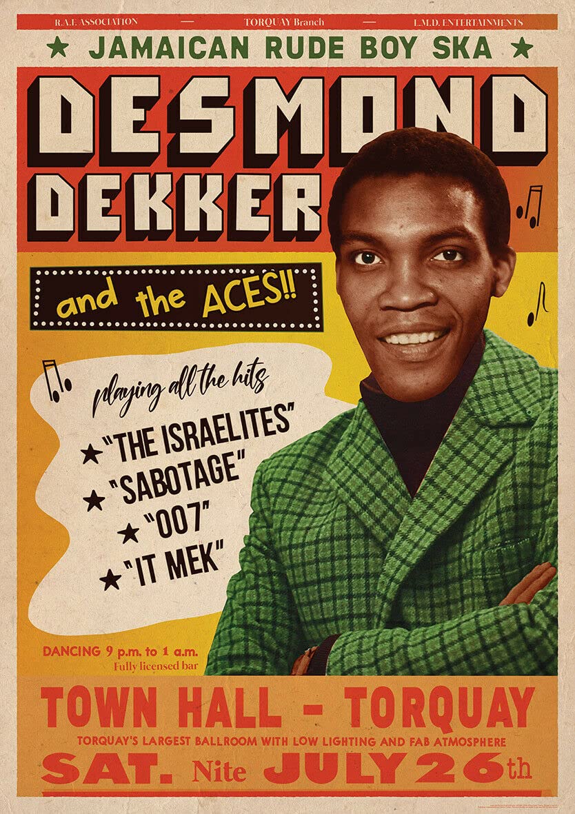 Artificial Posters Boys Desmond Dekker & The Aces Poster Live At Town Hall Torquay Jamaican Rude Ska