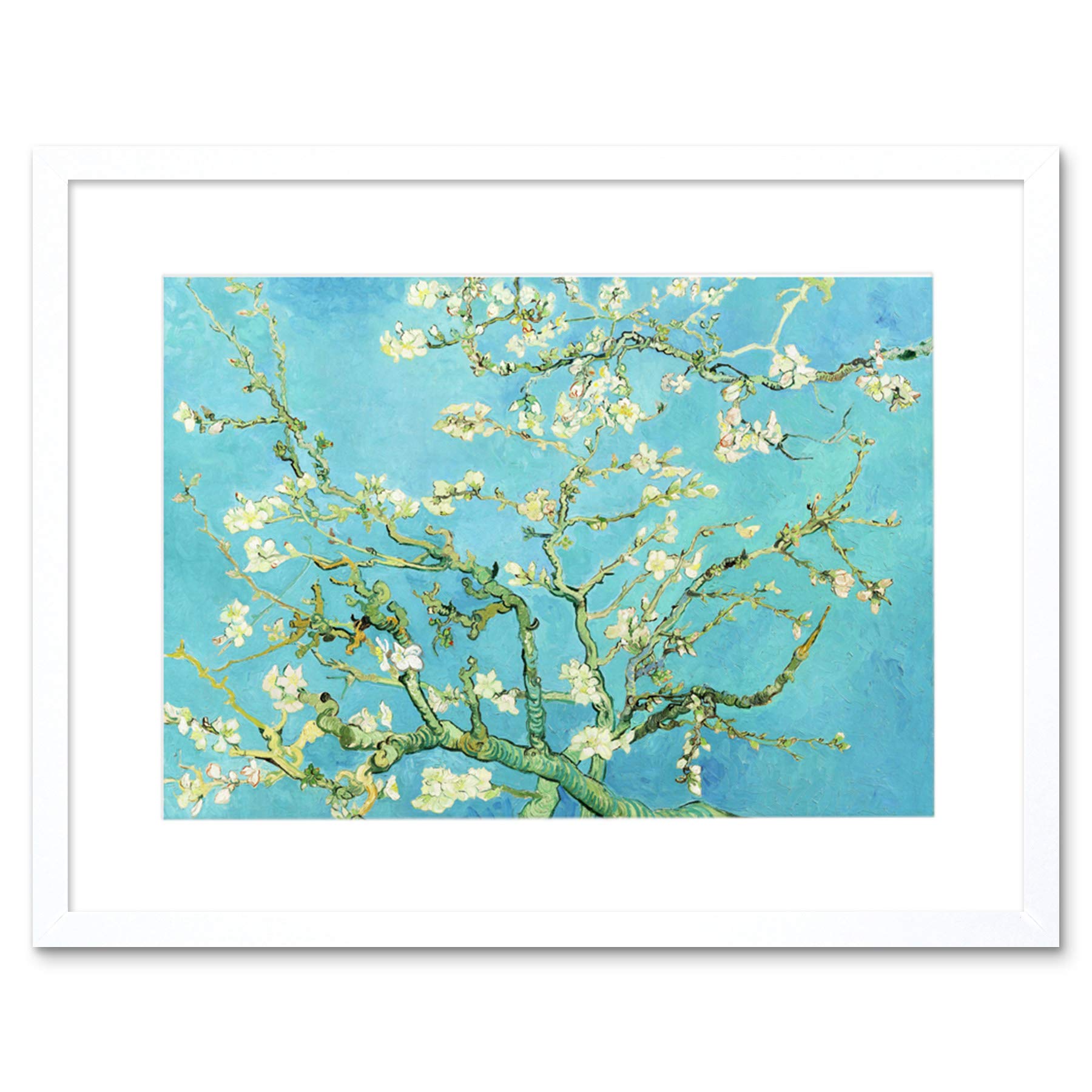 Wee Blue Coo Van Gogh Branches With Almond Blossom 1890 Artwork Framed Wall Art Print 12X16 Inch