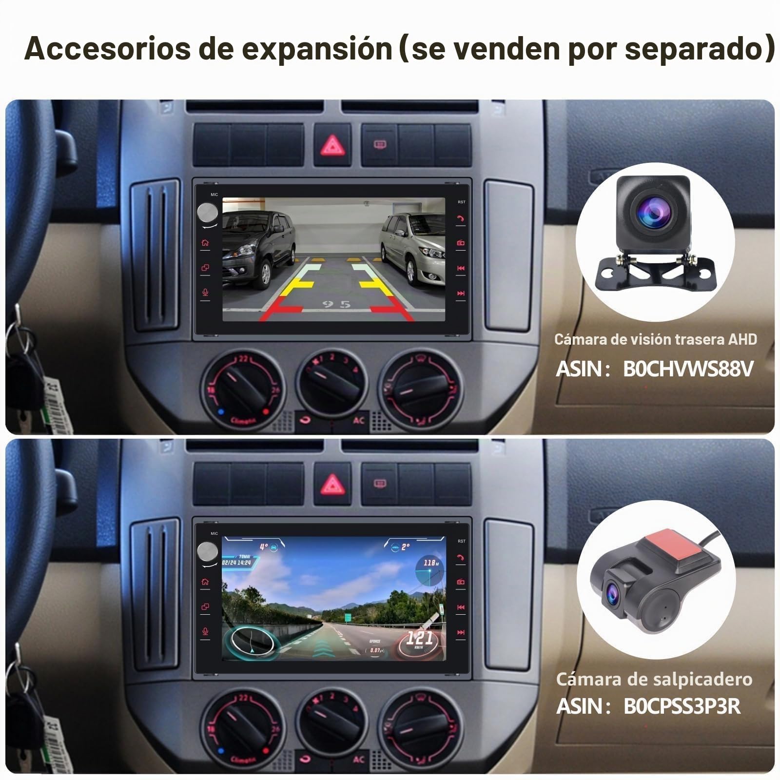 Radio de Coche Compatible con inalámbrico Carplay/Android Auto para VW Fox Polo Passat Golf lbiza 6L Jetta MK3 MK4 Sharan T5 MULTIVAN Transport Seat Skoda con IPS Pantalla Táctil/Bluetooth/FM/Am/USB