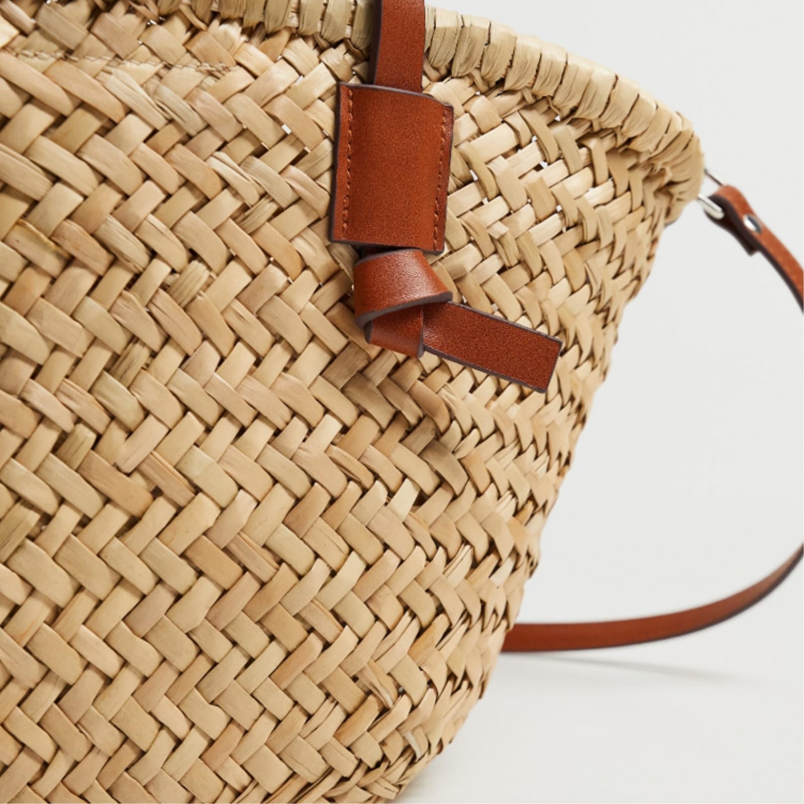 Strandtasche Casual Korbtaschen Rattan Sommer Schulter Crossbody Tasche Strandstroh Tasche-Brown