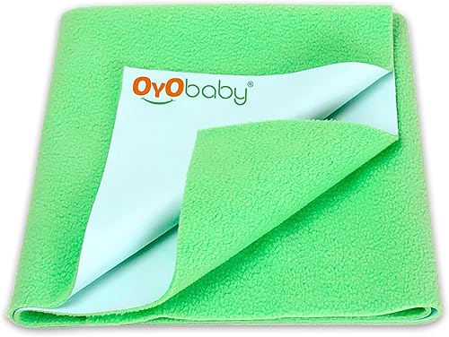 OYO BABY Sábana impermeable para cuna y colchón de niños pequeños, reutilizable, lavable, acogedora sábana de guardería para bebés y adultos  Verde